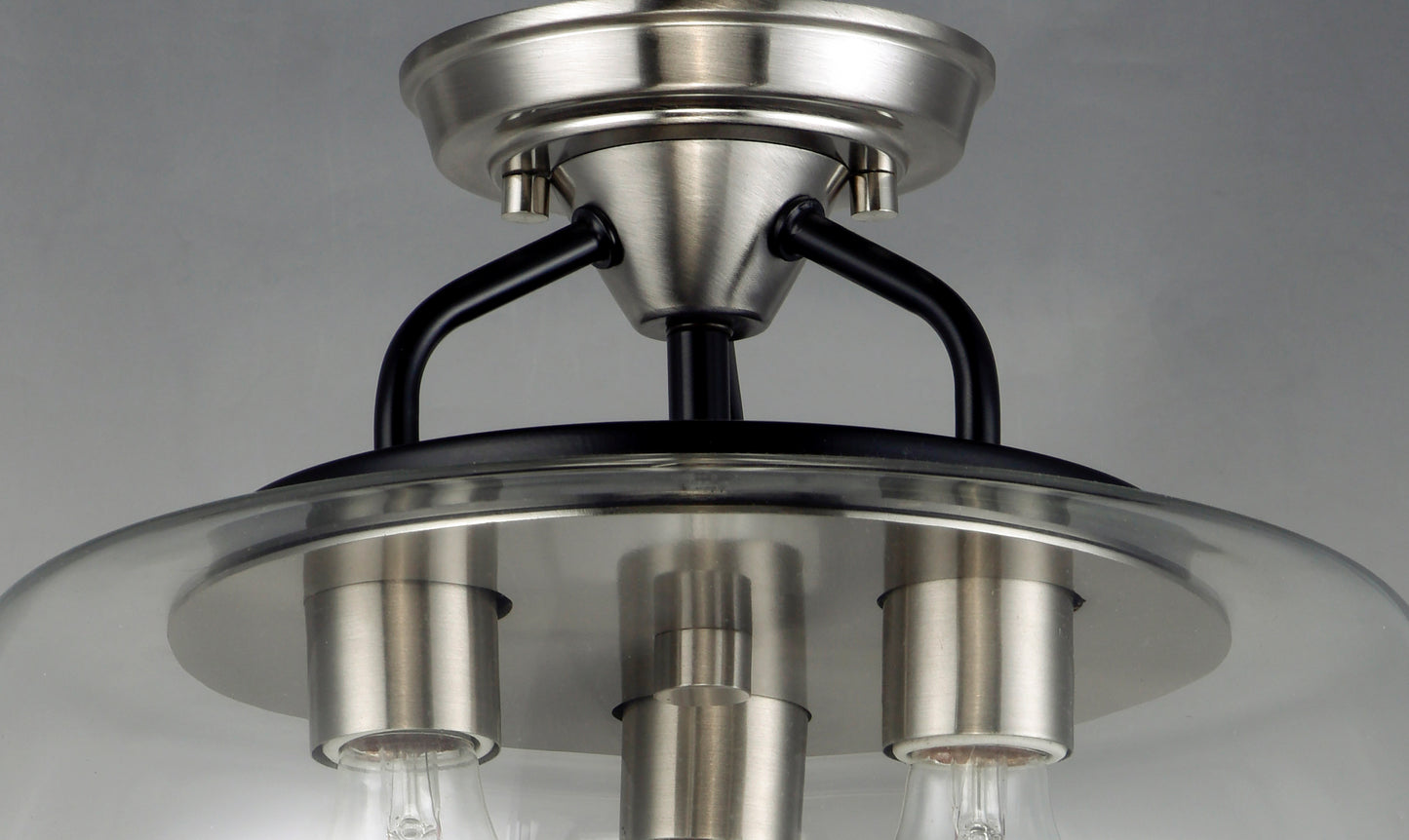 Goblet 3-Light Semi Flush Mount Black/Satin Nickel by Maxim Lighting