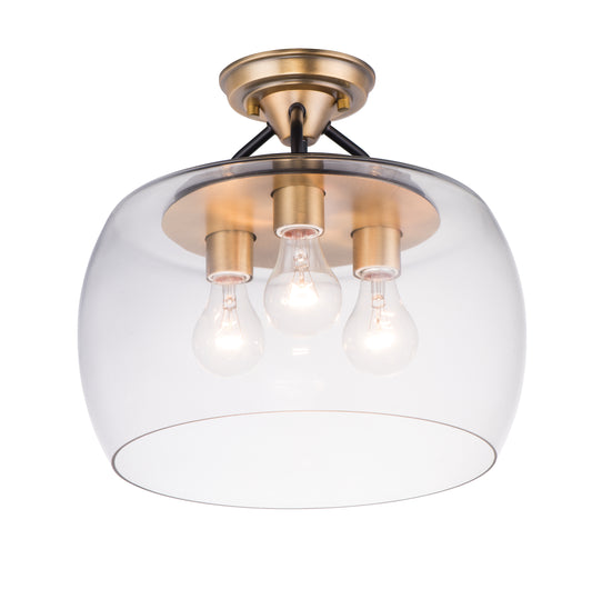 Goblet 3-Light Semi Flush Mount Bronze/Antique Brass by Maxim Lighting