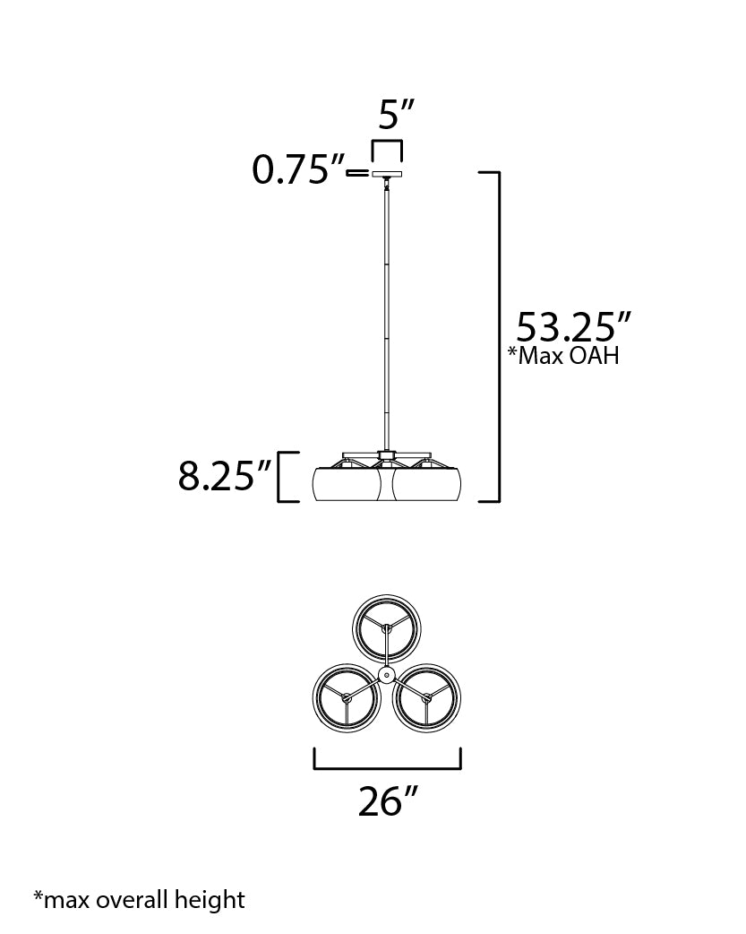 Glazed 3-Light Chandelier White/Black by Maxim Lighting
