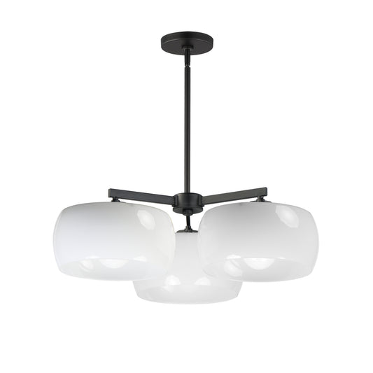 Glazed 3-Light Chandelier White/Black by Maxim Lighting