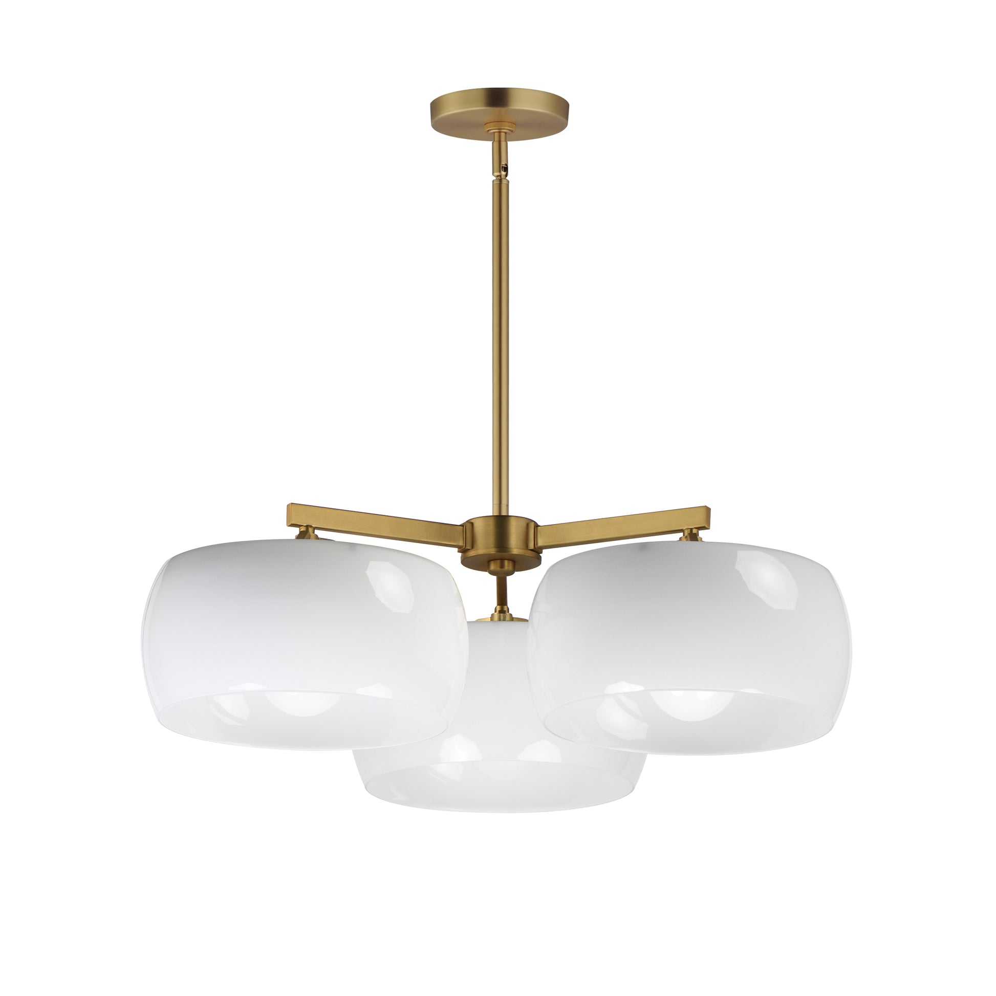 Glazed 3-Light Chandelier White/Natural Aged Brass by Maxim Lighting