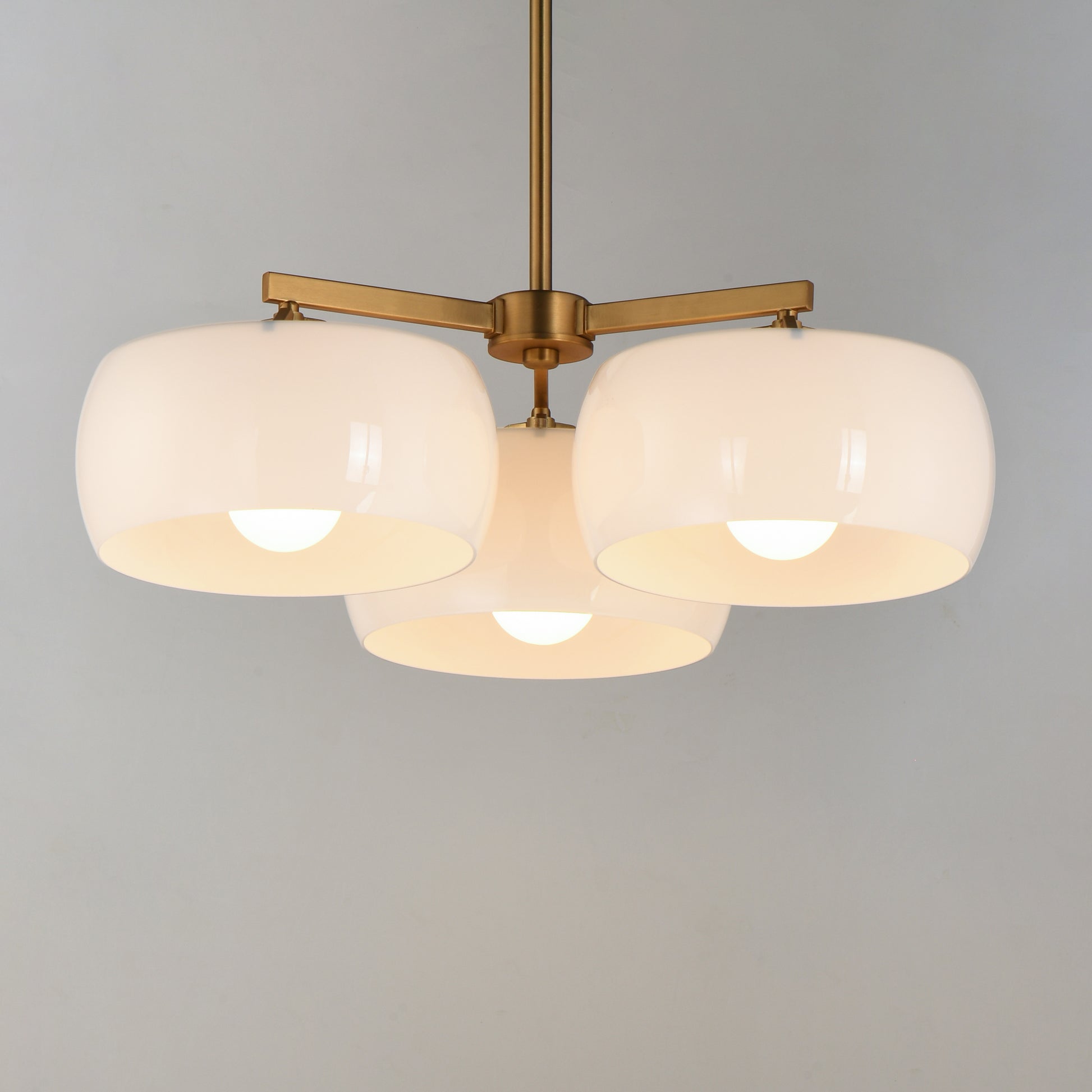 Glazed 3-Light Chandelier White/Natural Aged Brass by Maxim Lighting