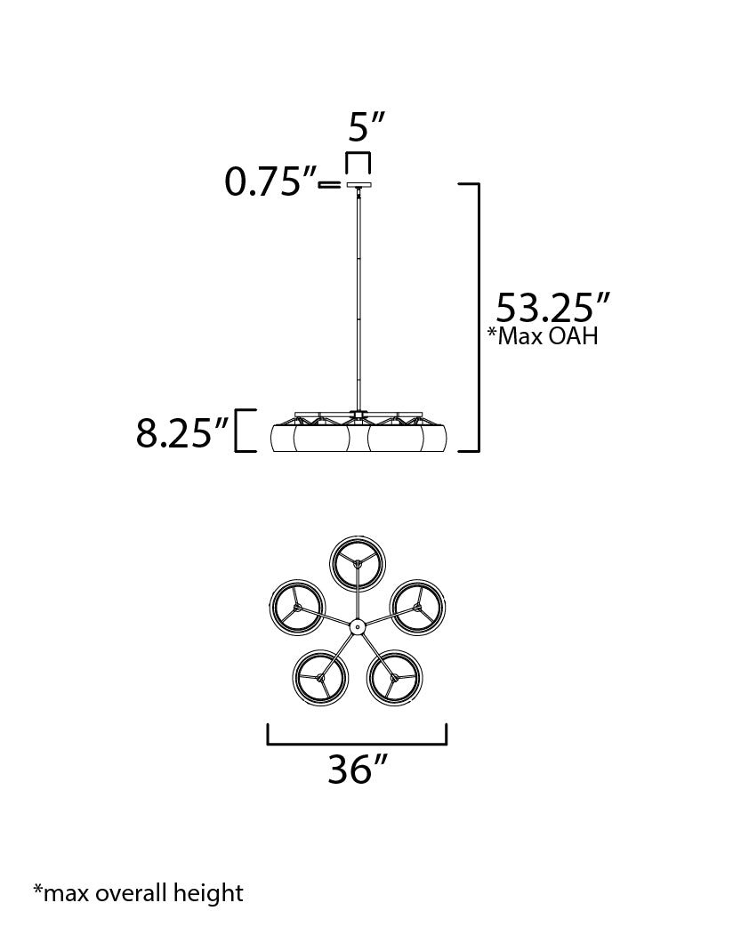 Glazed 5-Light Chandelier White/Black by Maxim Lighting