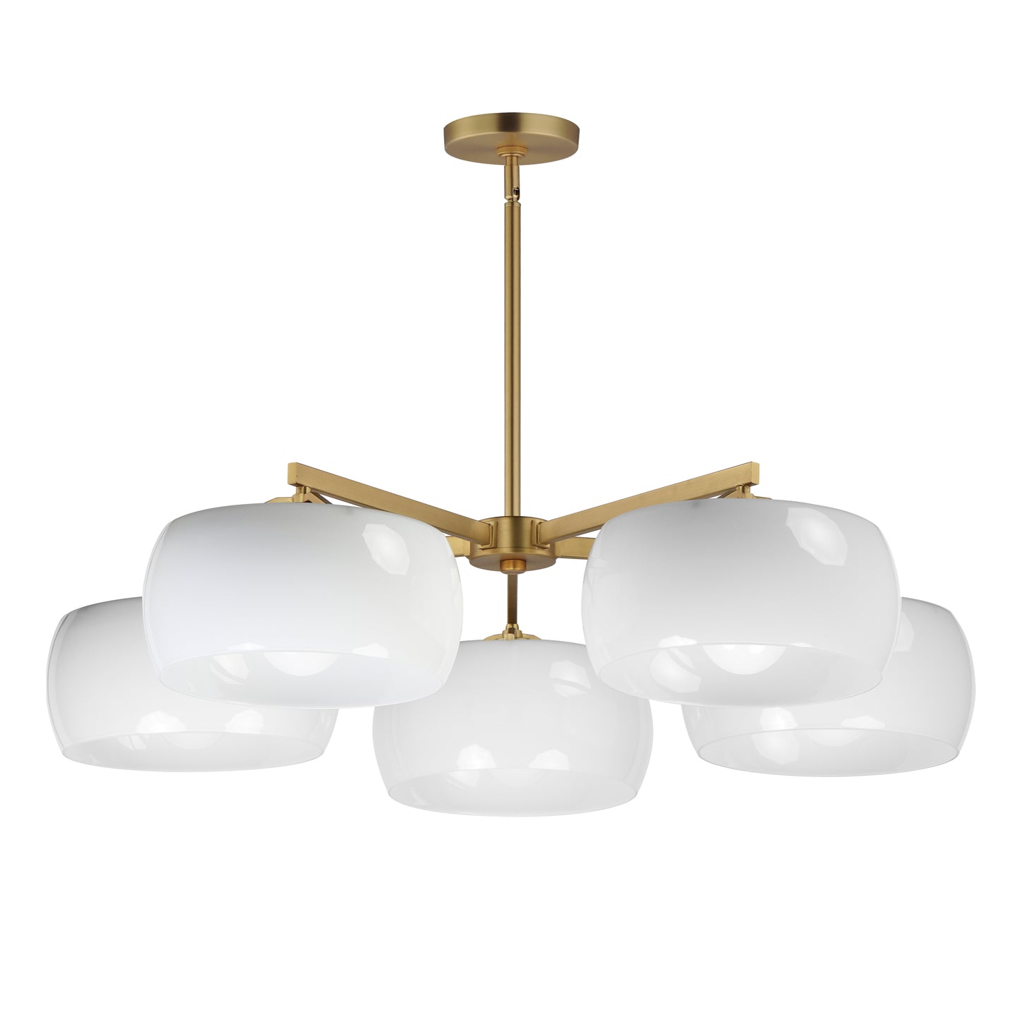 Glazed 5-Light Chandelier White/Natural Aged Brass by Maxim Lighting
