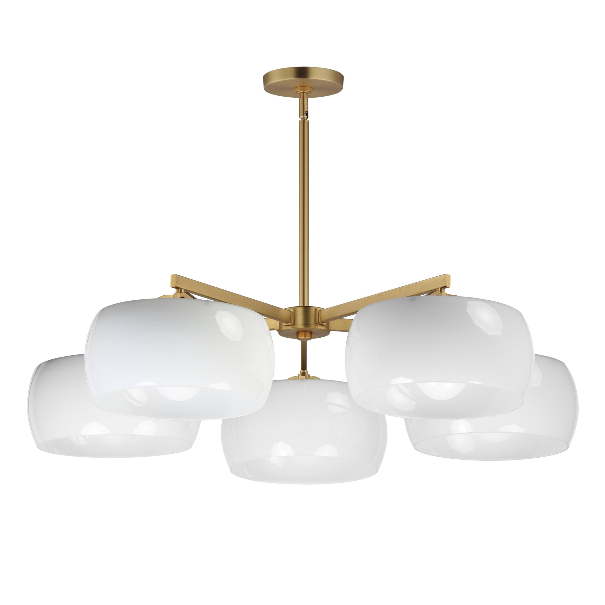 Glazed 5-Light Chandelier White/Natural Aged Brass by Maxim Lighting