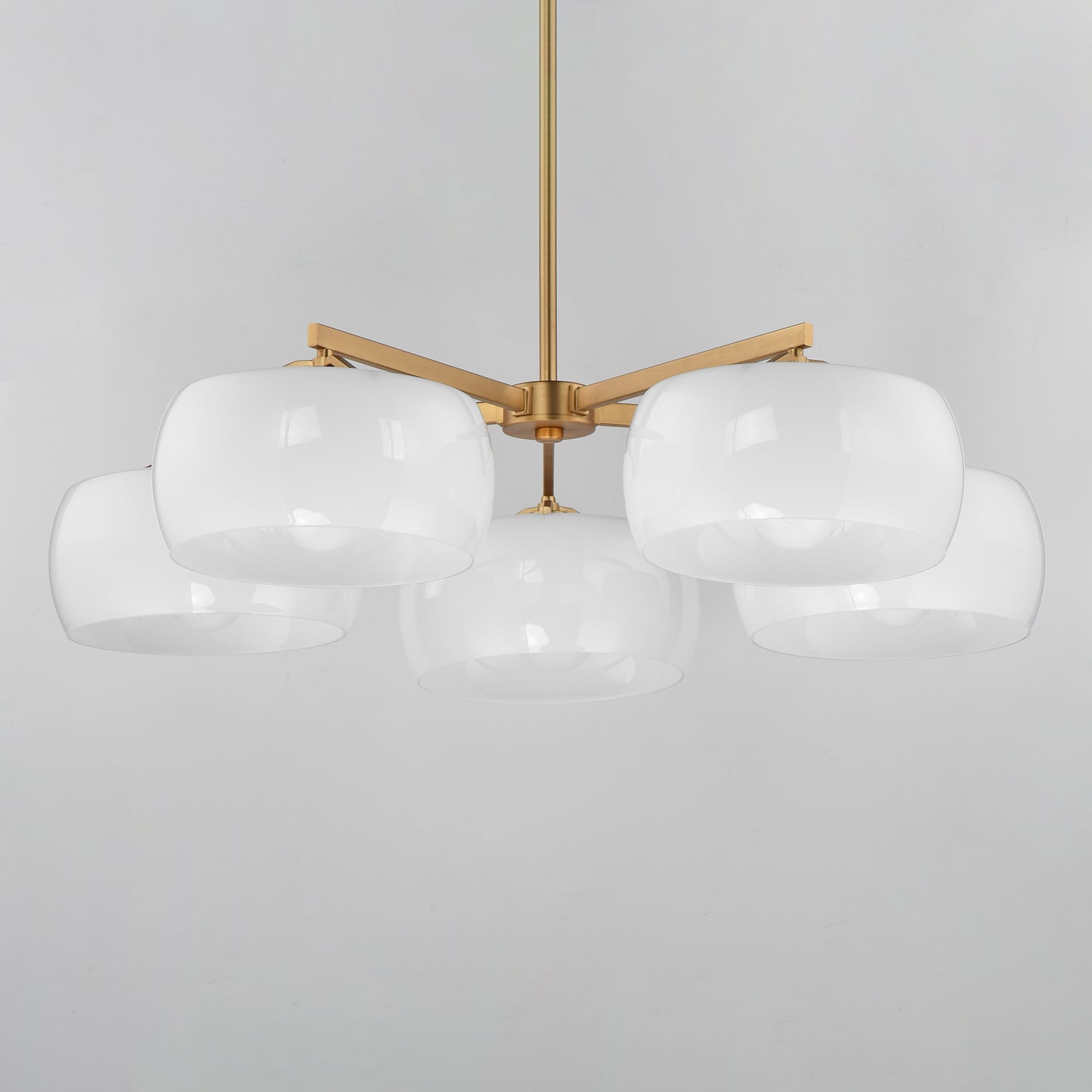 Glazed 5-Light Chandelier White/Natural Aged Brass by Maxim Lighting