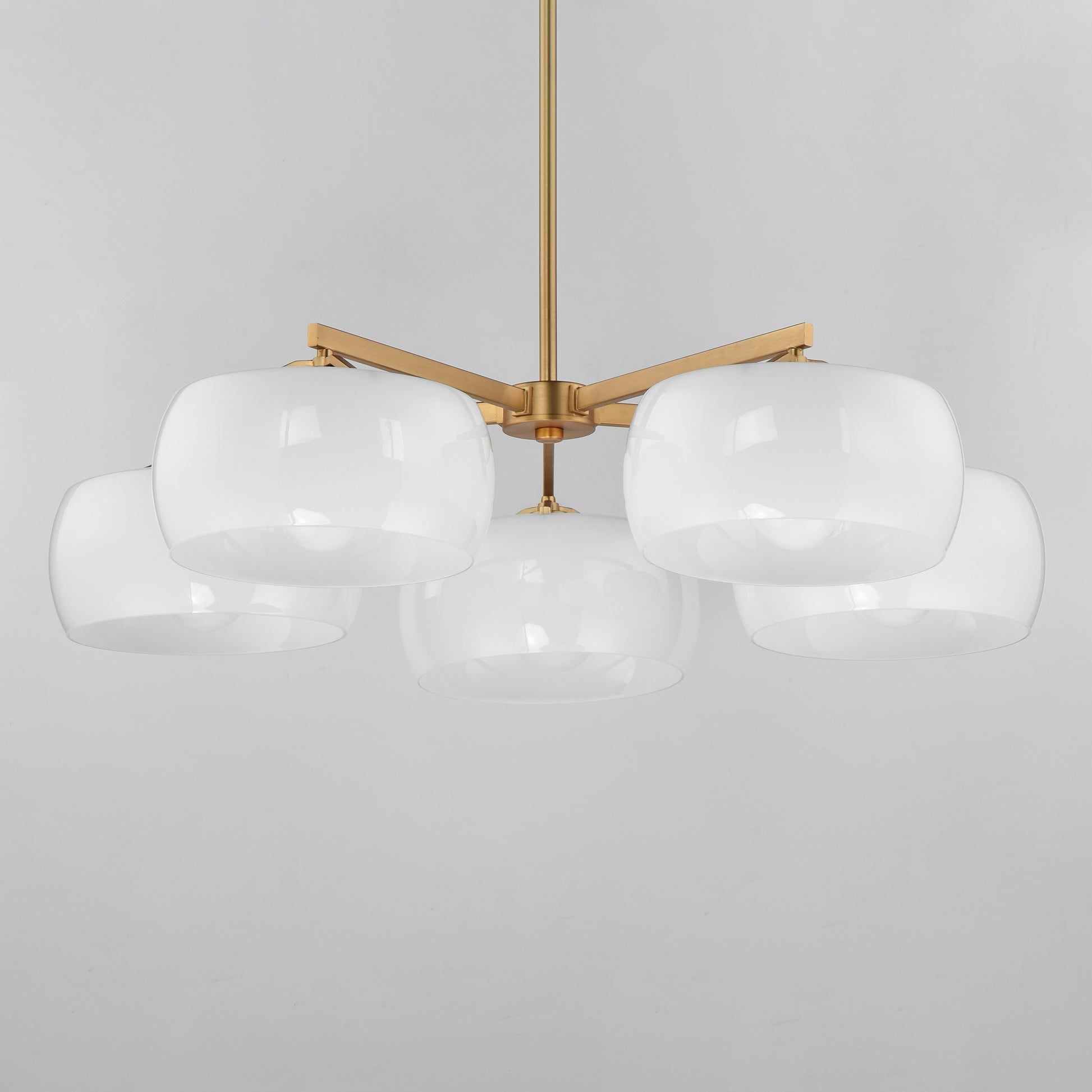 Glazed 5-Light Chandelier White/Natural Aged Brass by Maxim Lighting