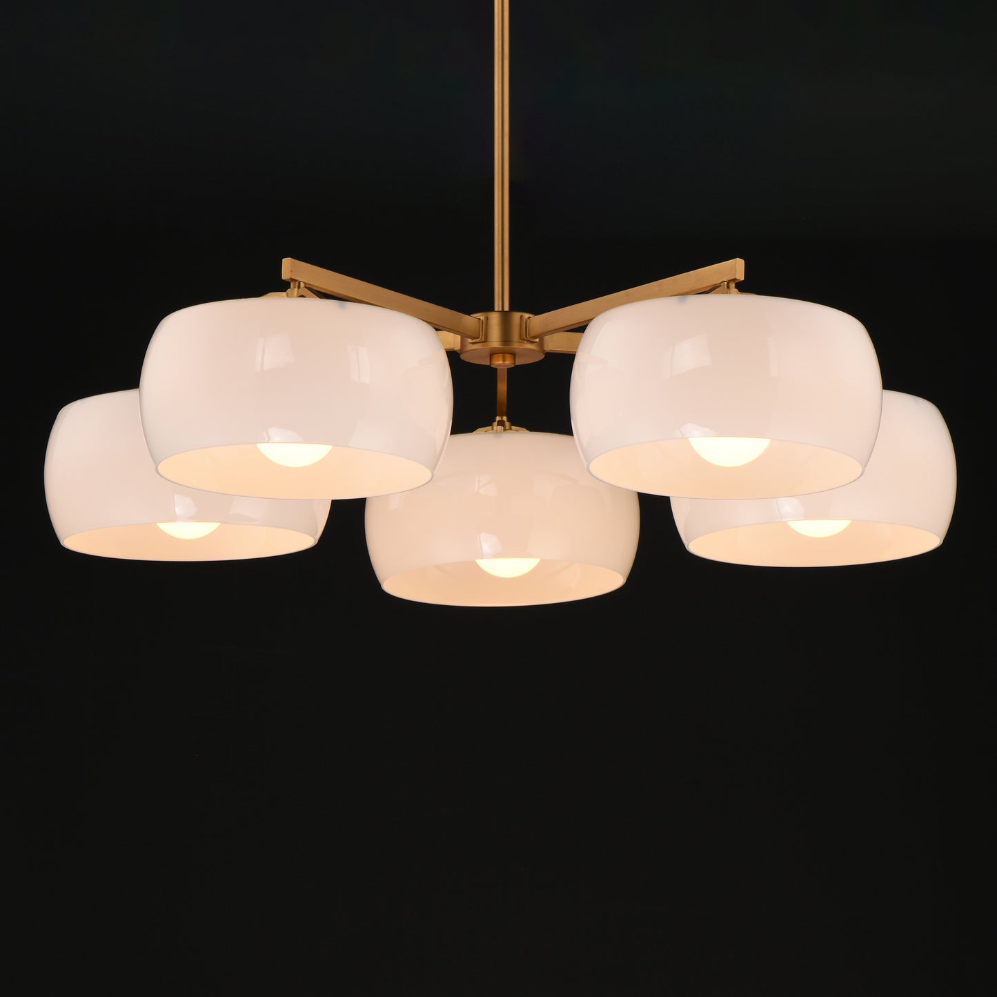 Glazed 5-Light Chandelier White/Natural Aged Brass by Maxim Lighting