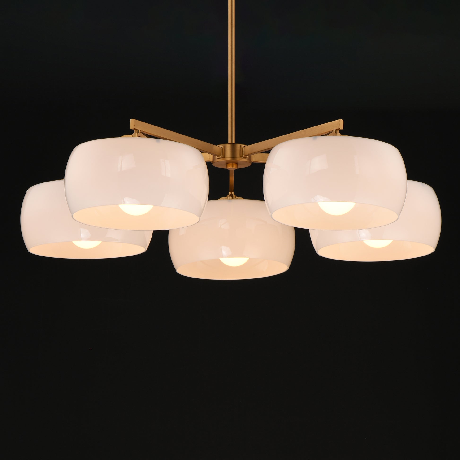 Glazed 5-Light Chandelier White/Natural Aged Brass by Maxim Lighting