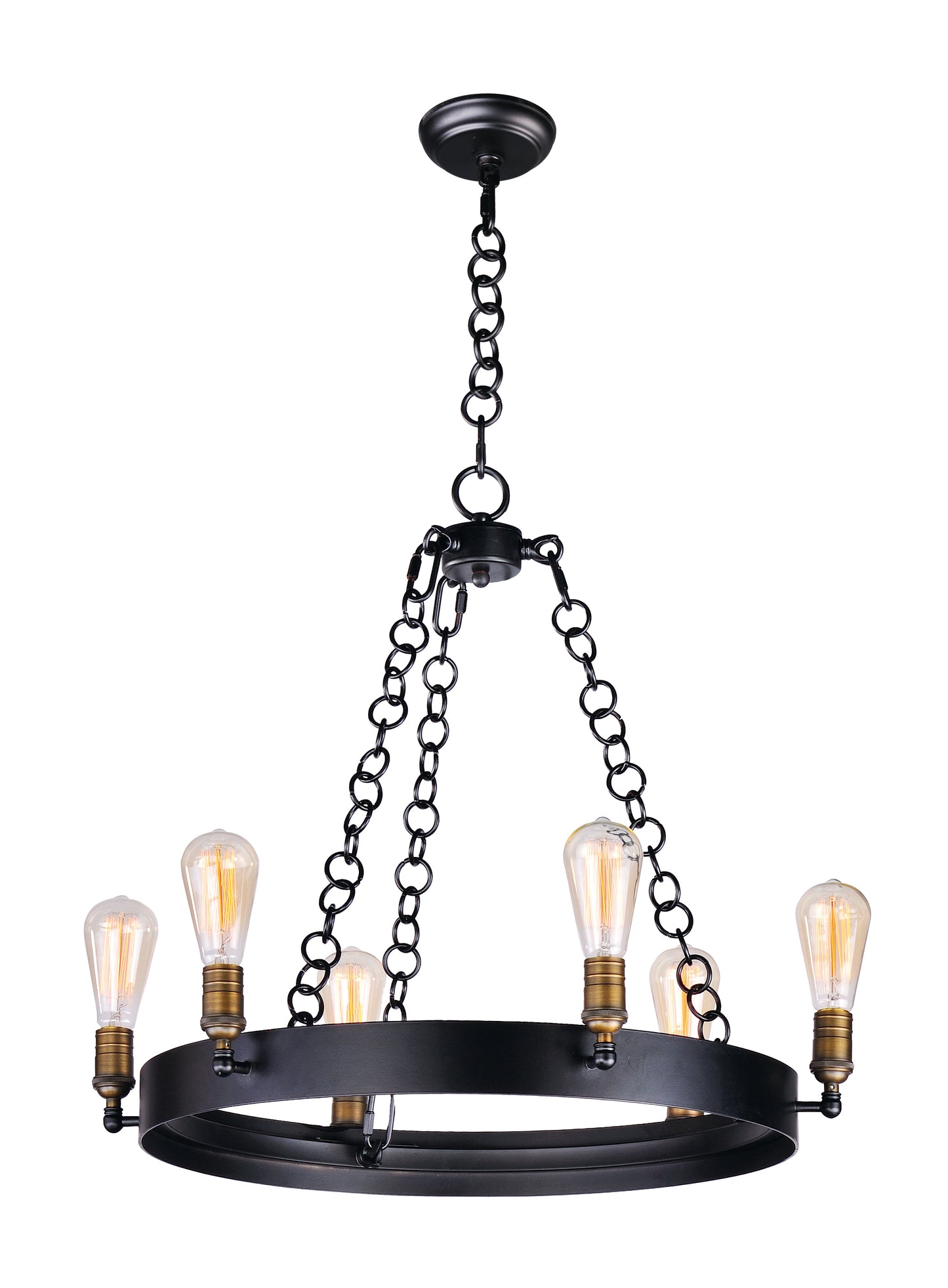 Noble 6-Light Chandelier Black/Natural Aged Brass by Maxim Lighting