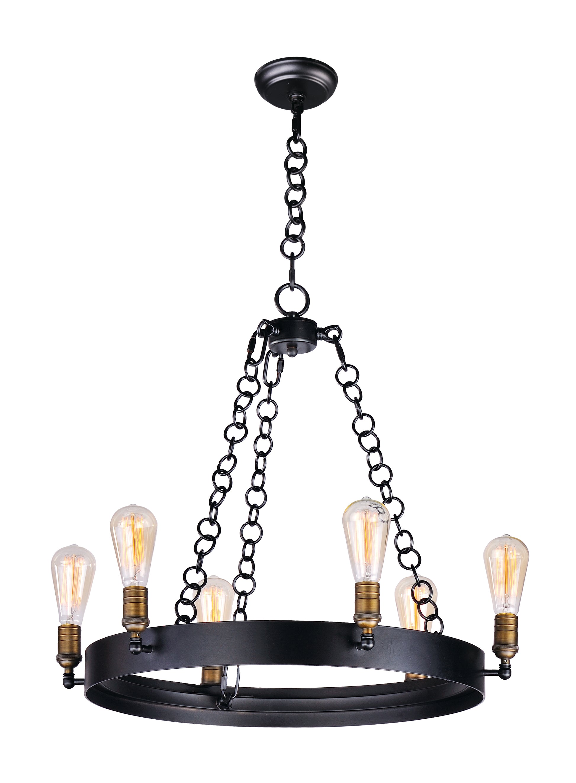 Noble 6-Light Chandelier Black/Natural Aged Brass by Maxim Lighting