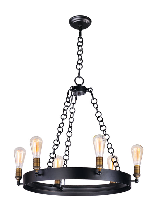 Noble 6-Light Chandelier Black/Natural Aged Brass by Maxim Lighting
