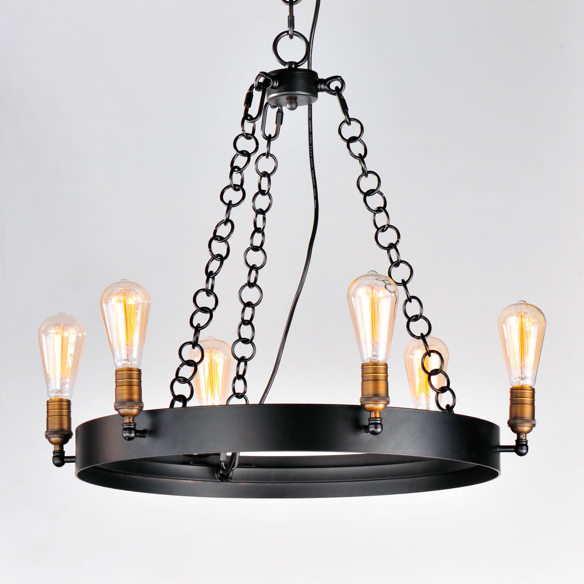 Noble 6-Light Chandelier Black/Natural Aged Brass by Maxim Lighting