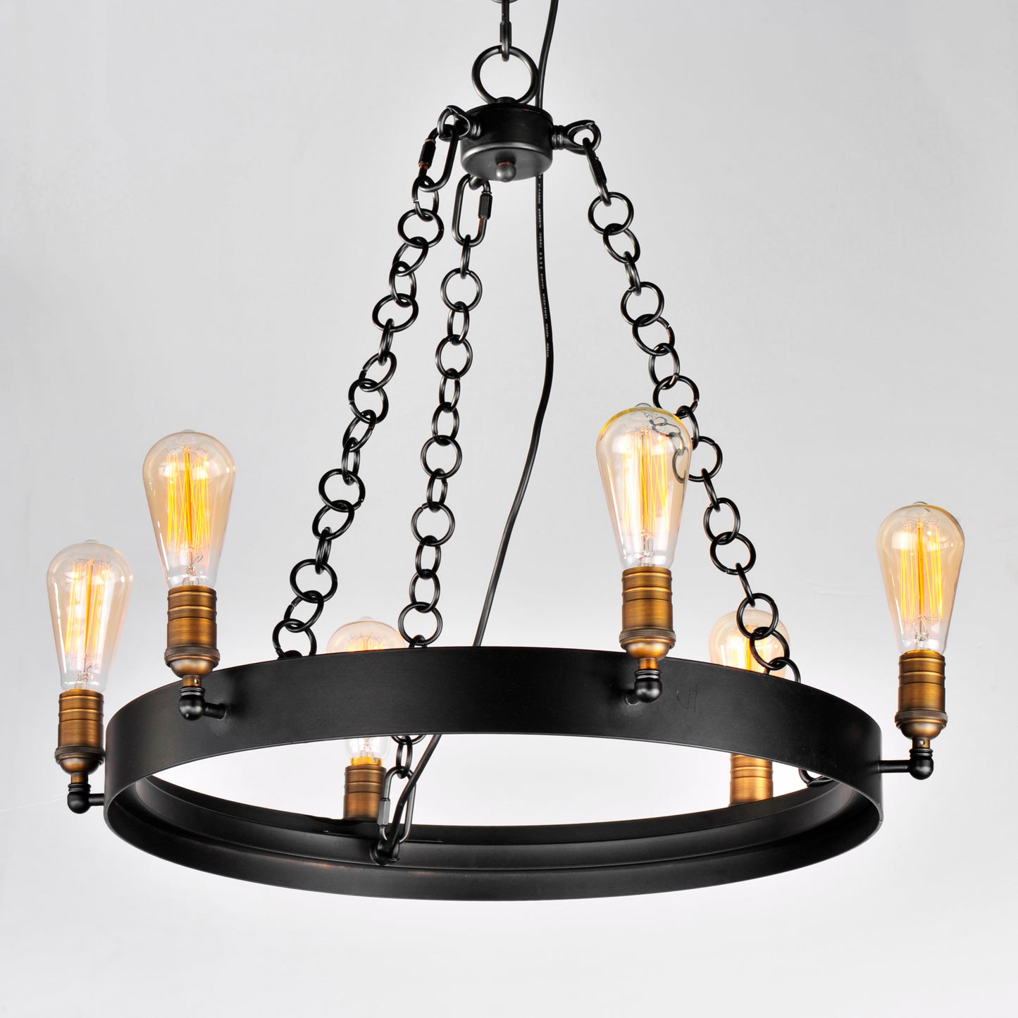 Noble 6-Light Chandelier Black/Natural Aged Brass by Maxim Lighting