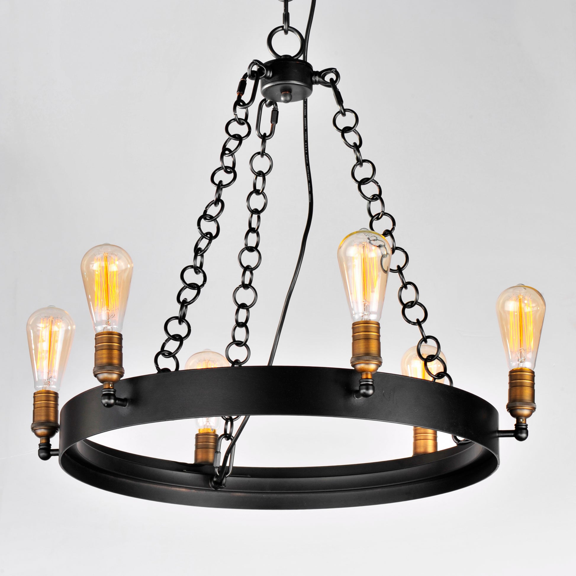 Noble 6-Light Chandelier Black/Natural Aged Brass by Maxim Lighting