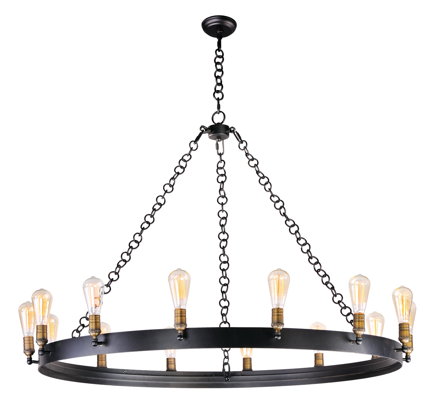 Noble 14-Light Chandelier with Bulbs Black/Natural Aged Brass by Maxim Lighting