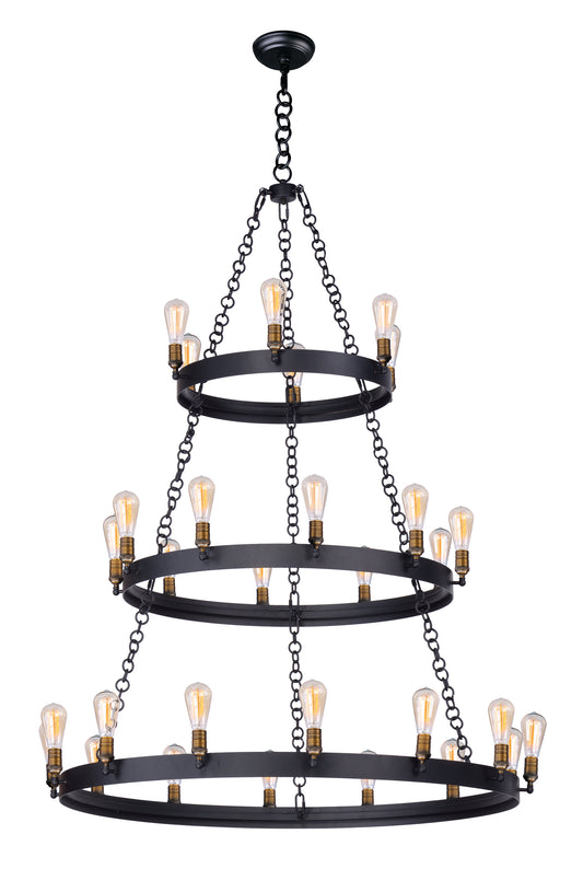 Noble 30-Light Chandelier Black/Natural Aged Brass by Maxim Lighting