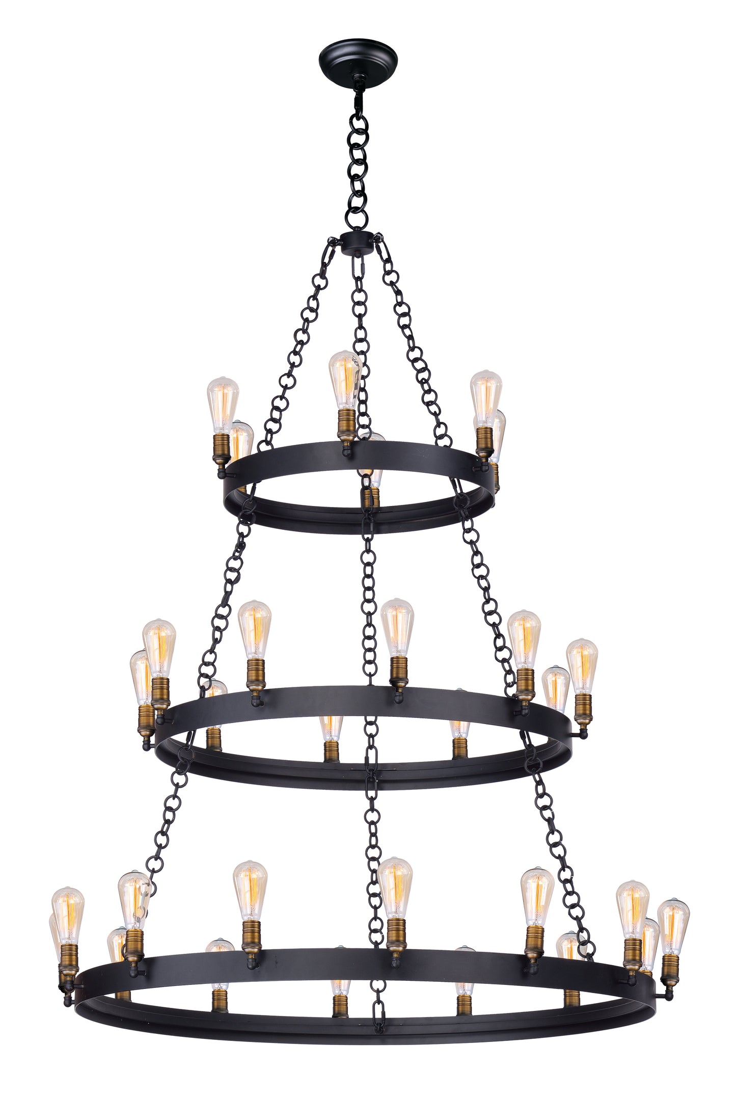 Noble 30-Light Chandelier with Bulbs Black/Natural Aged Brass by Maxim Lighting