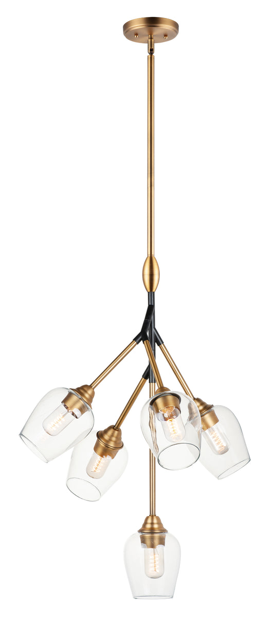 Savvy 5-Light Pendant Antique Brass/Black by Maxim Lighting