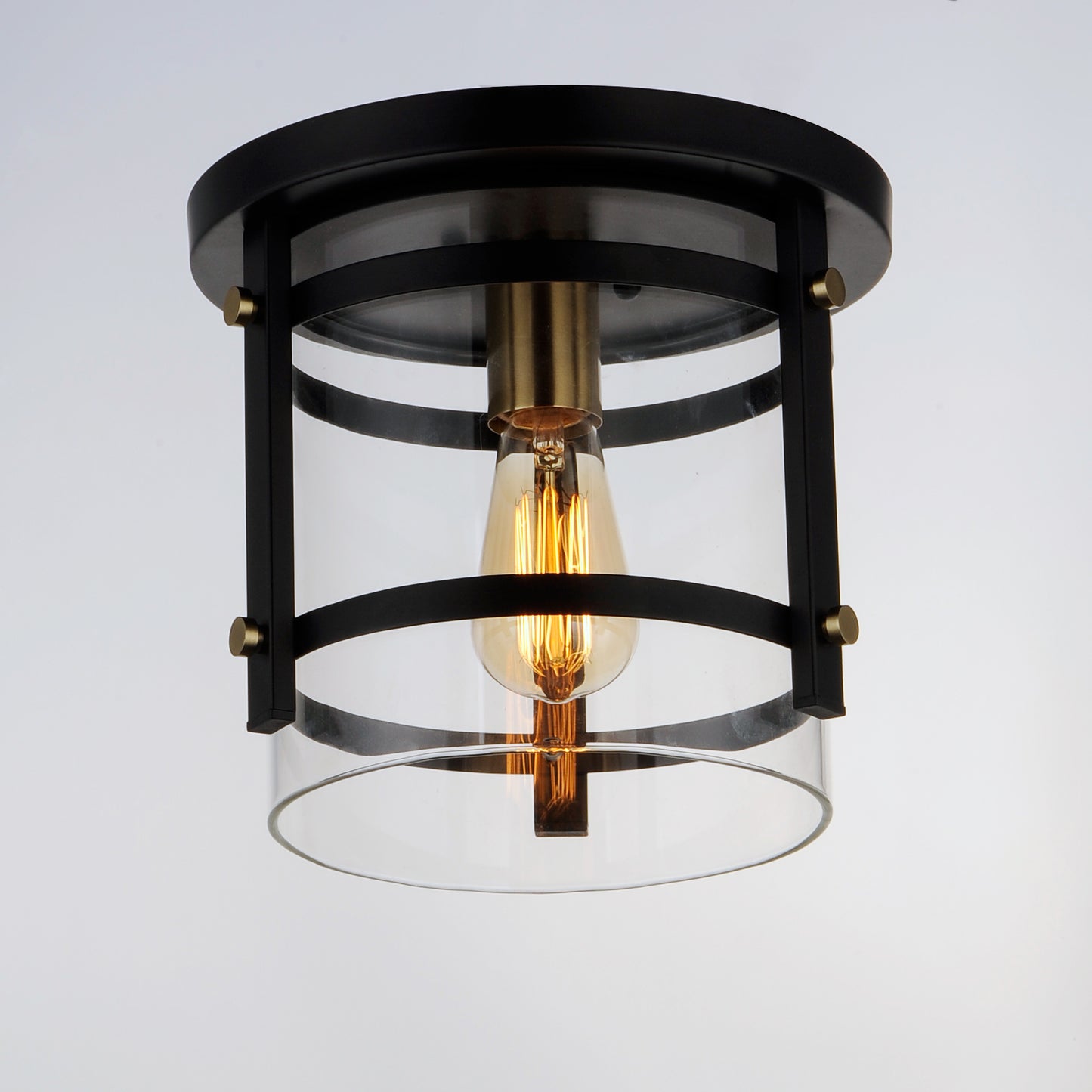 Capitol Flush Mount Black/Antique Brass by Maxim Lighting