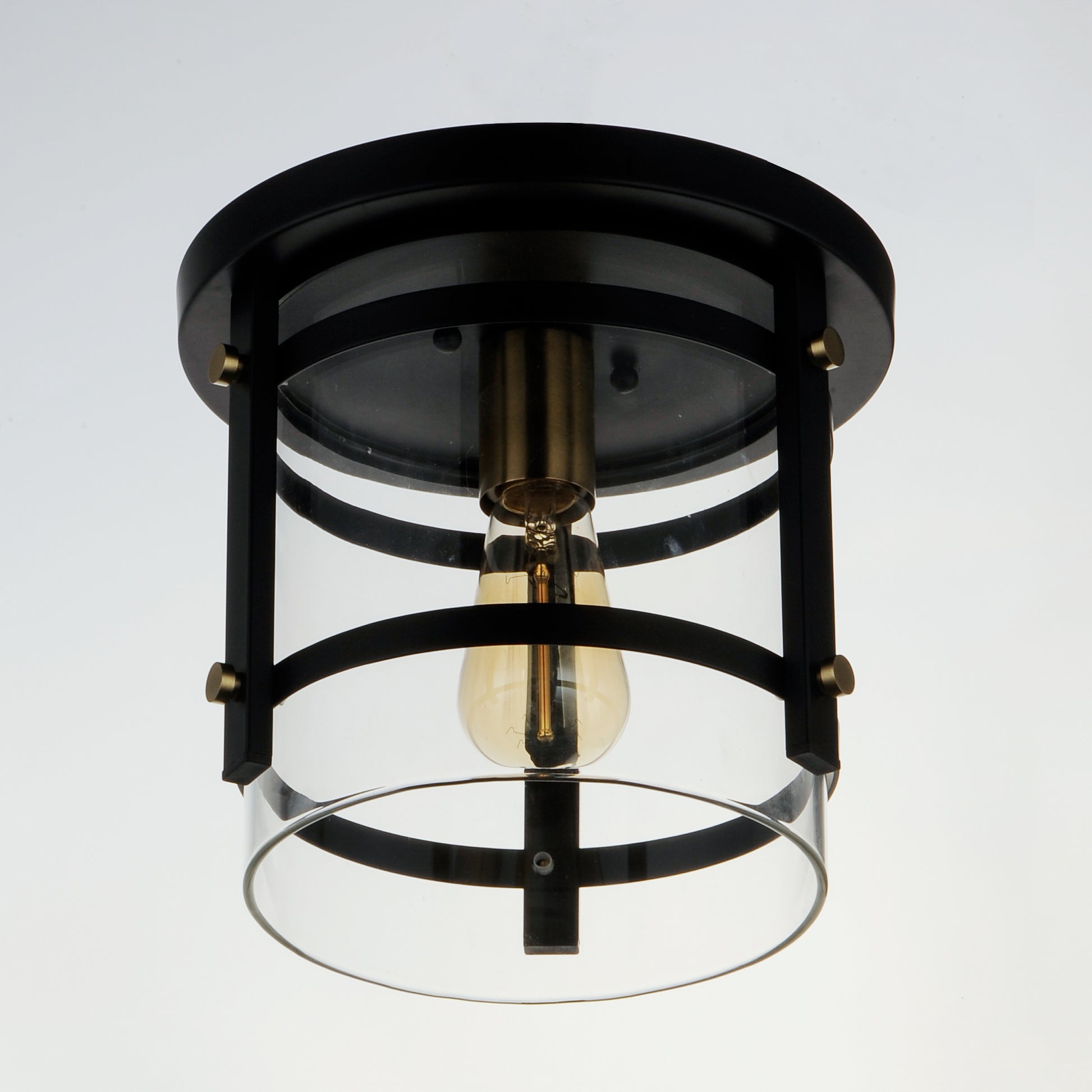 Capitol Flush Mount Black/Antique Brass by Maxim Lighting