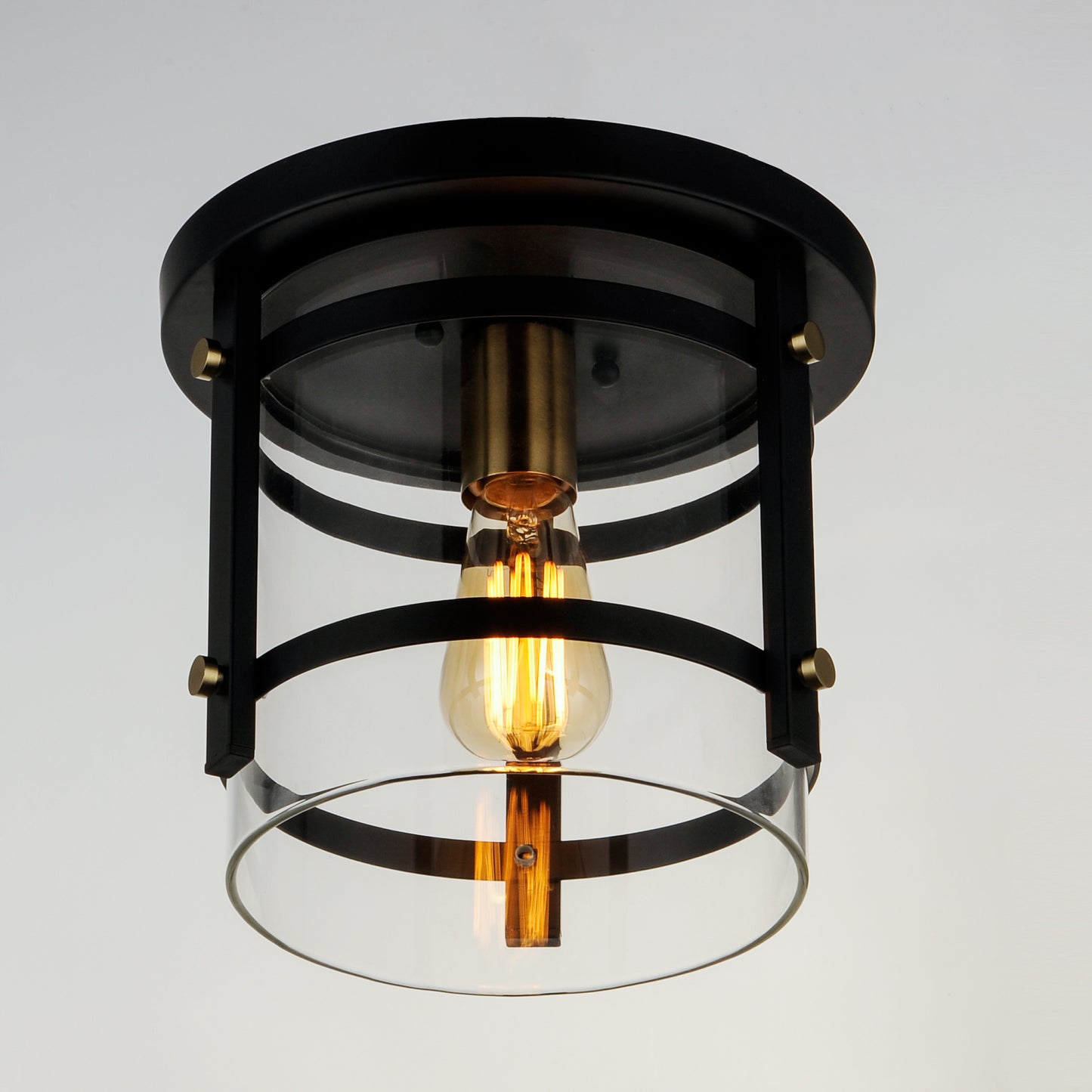 Capitol Flush Mount Black/Antique Brass by Maxim Lighting