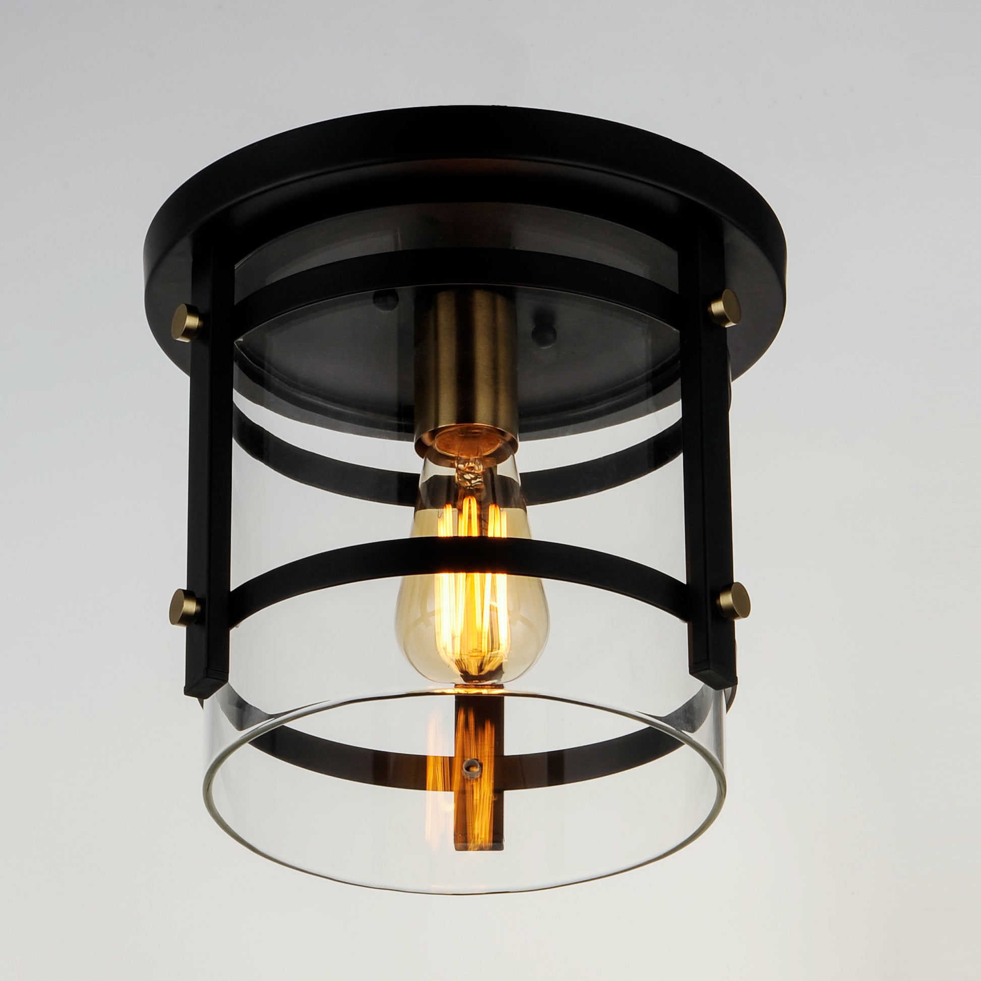 Capitol Flush Mount Black/Antique Brass by Maxim Lighting