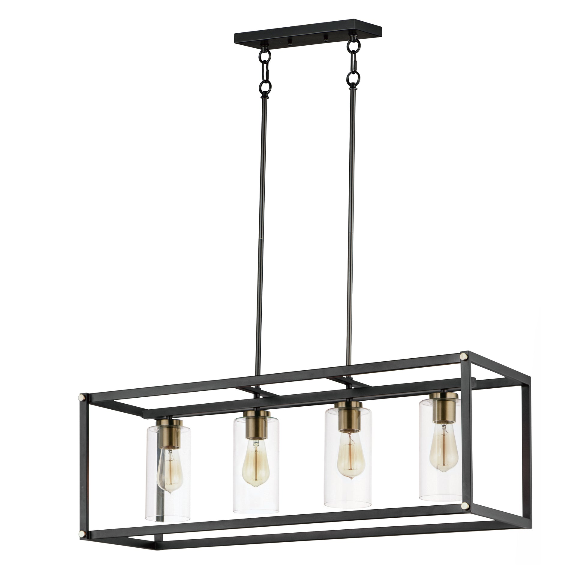 Capitol 4-Light Linear Pendant Black/Antique Brass by Maxim Lighting