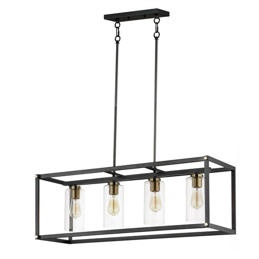 Capitol 4-Light Linear Pendant Black/Antique Brass by Maxim Lighting