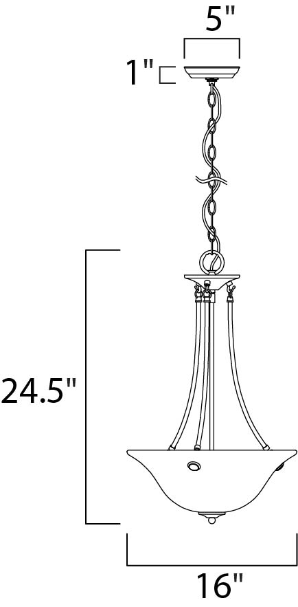 Malaga 3-Light Invert Bowl Pendant Satin Nickel by Maxim Lighting