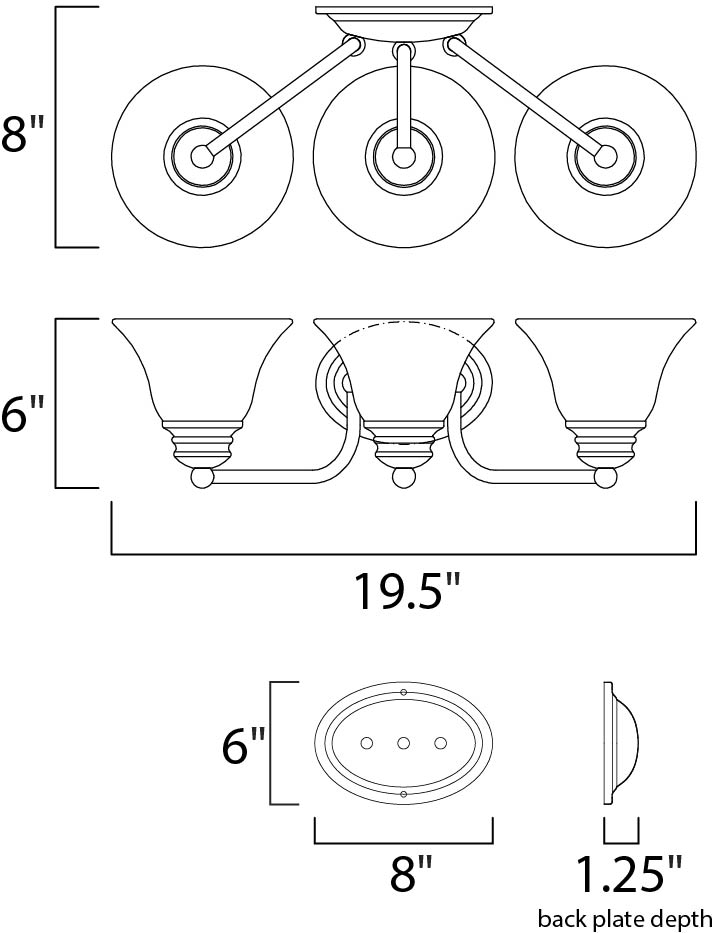Malaga 3-Light Bath Vanity Satin Nickel by Maxim Lighting