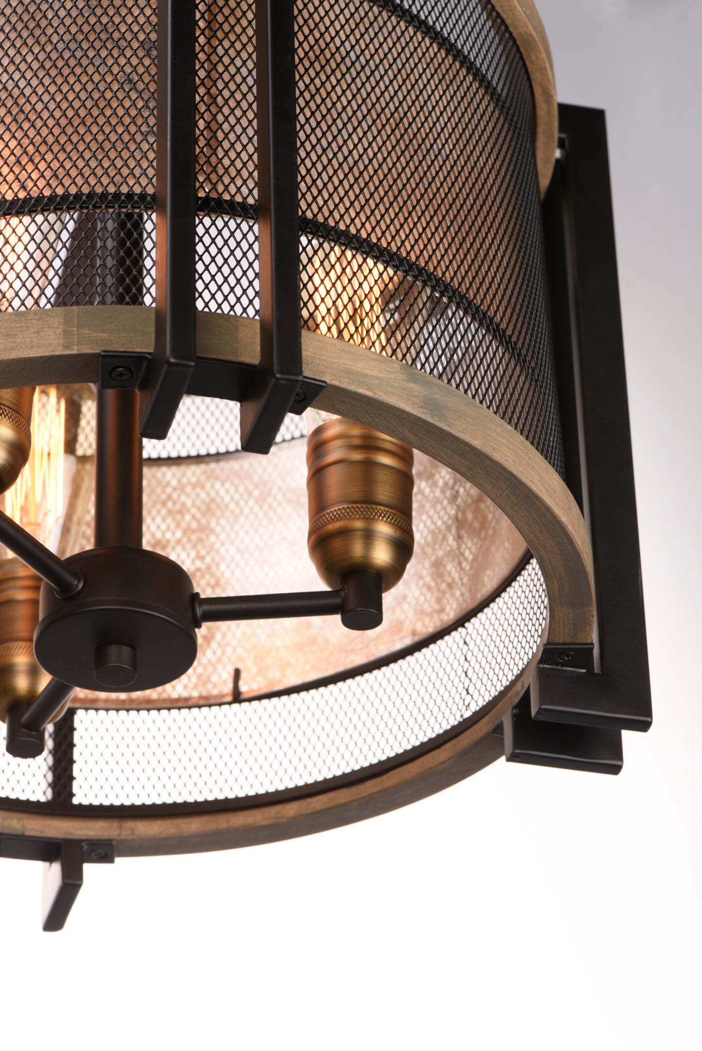 Boundry 3-Light Flush Mount Black/Barn Wood/Antique Brass by Maxim Lighting