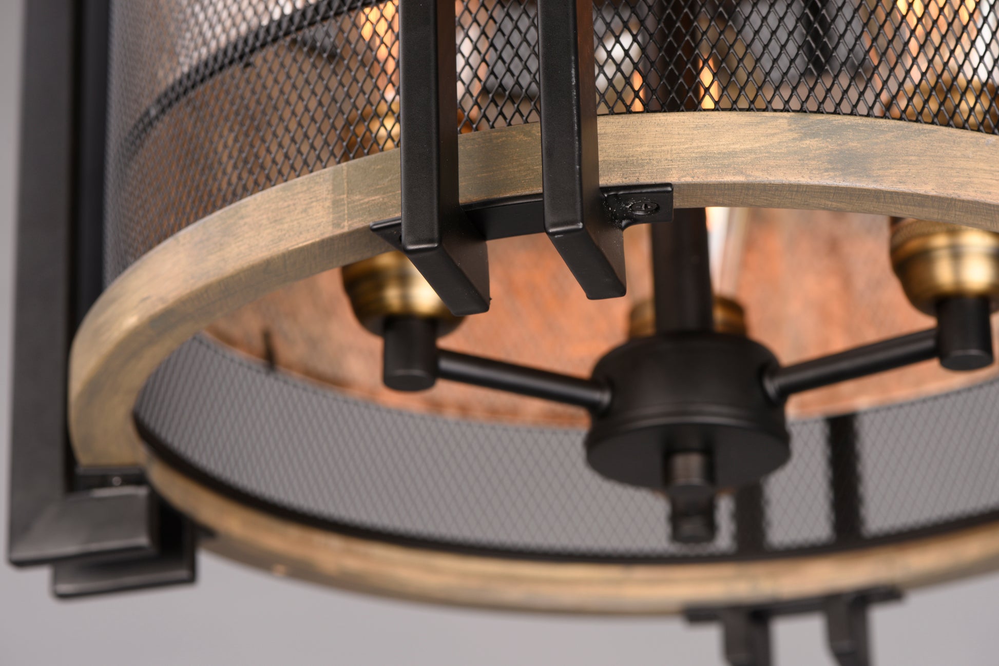 Boundry 3-Light Flush Mount Black/Barn Wood/Antique Brass by Maxim Lighting