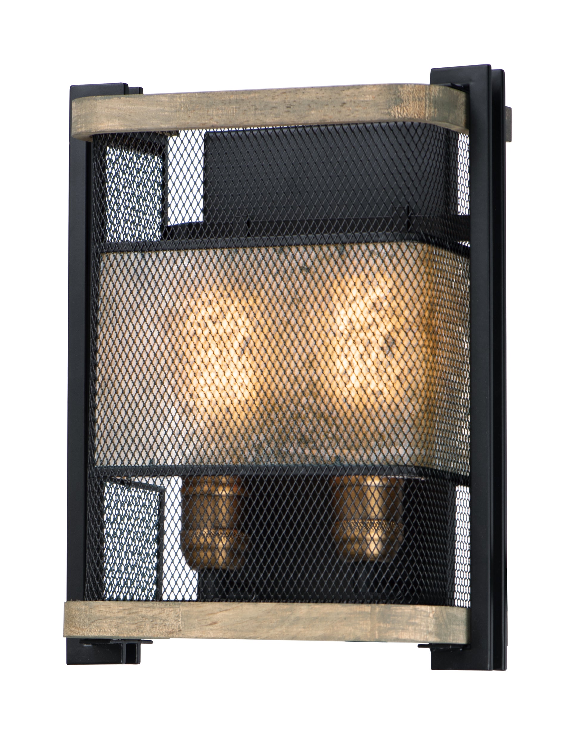 Boundry 2-Light Wall Sconce Black/Barn Wood/Antique Brass by Maxim Lighting