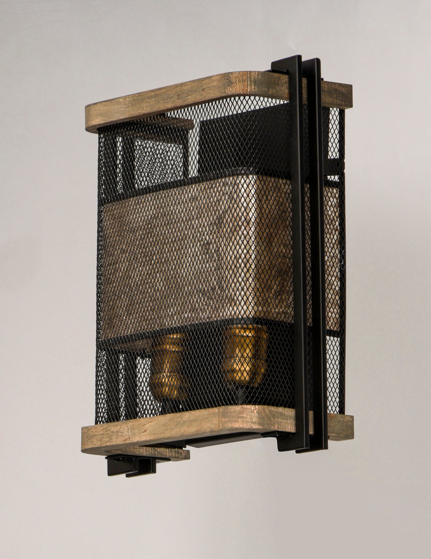 Boundry 2-Light Wall Sconce Black/Barn Wood/Antique Brass by Maxim Lighting