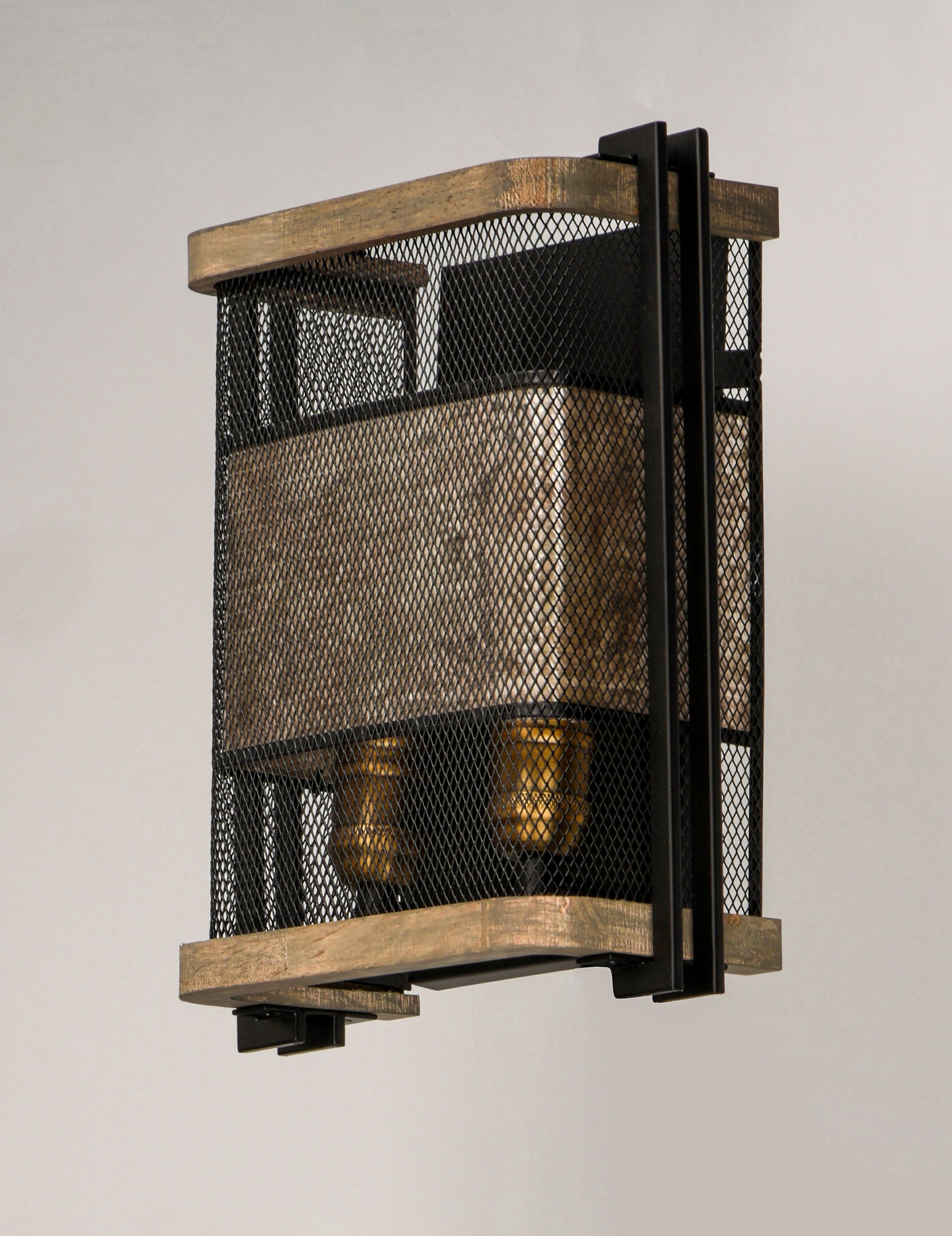 Boundry 2-Light Wall Sconce Black/Barn Wood/Antique Brass by Maxim Lighting
