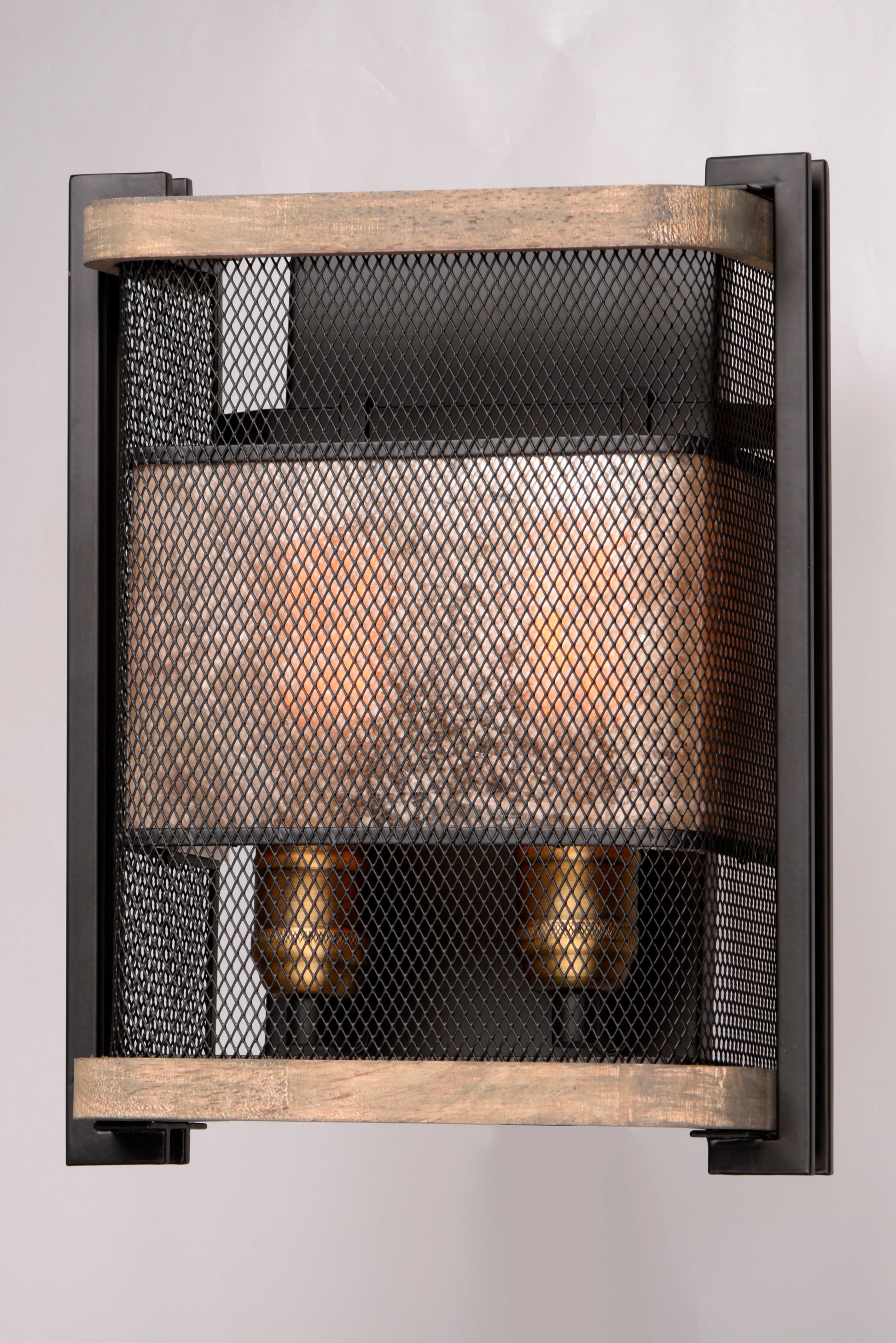 Boundry 2-Light Wall Sconce Black/Barn Wood/Antique Brass by Maxim Lighting