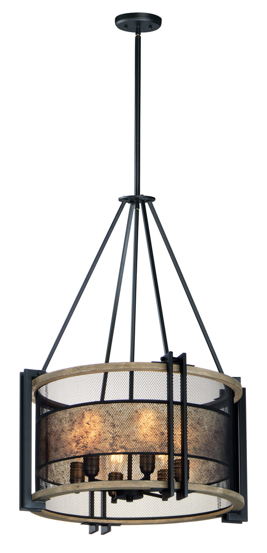 Boundry 6-Light Chandelier Black/Barn Wood/Antique Brass by Maxim Lighting