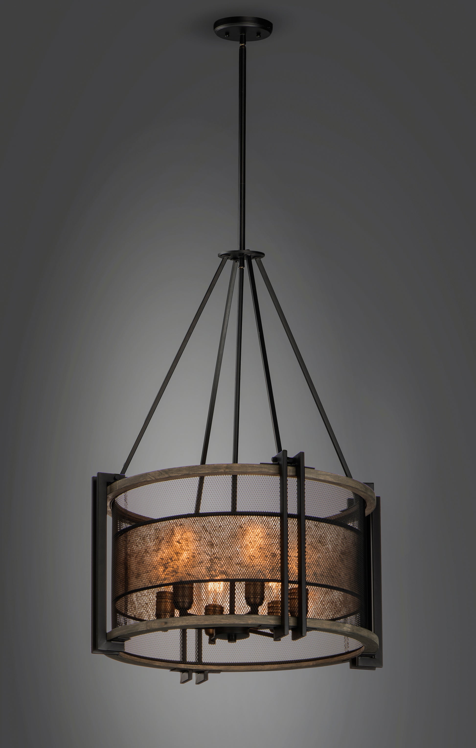 Boundry 6-Light Chandelier Black/Barn Wood/Antique Brass by Maxim Lighting