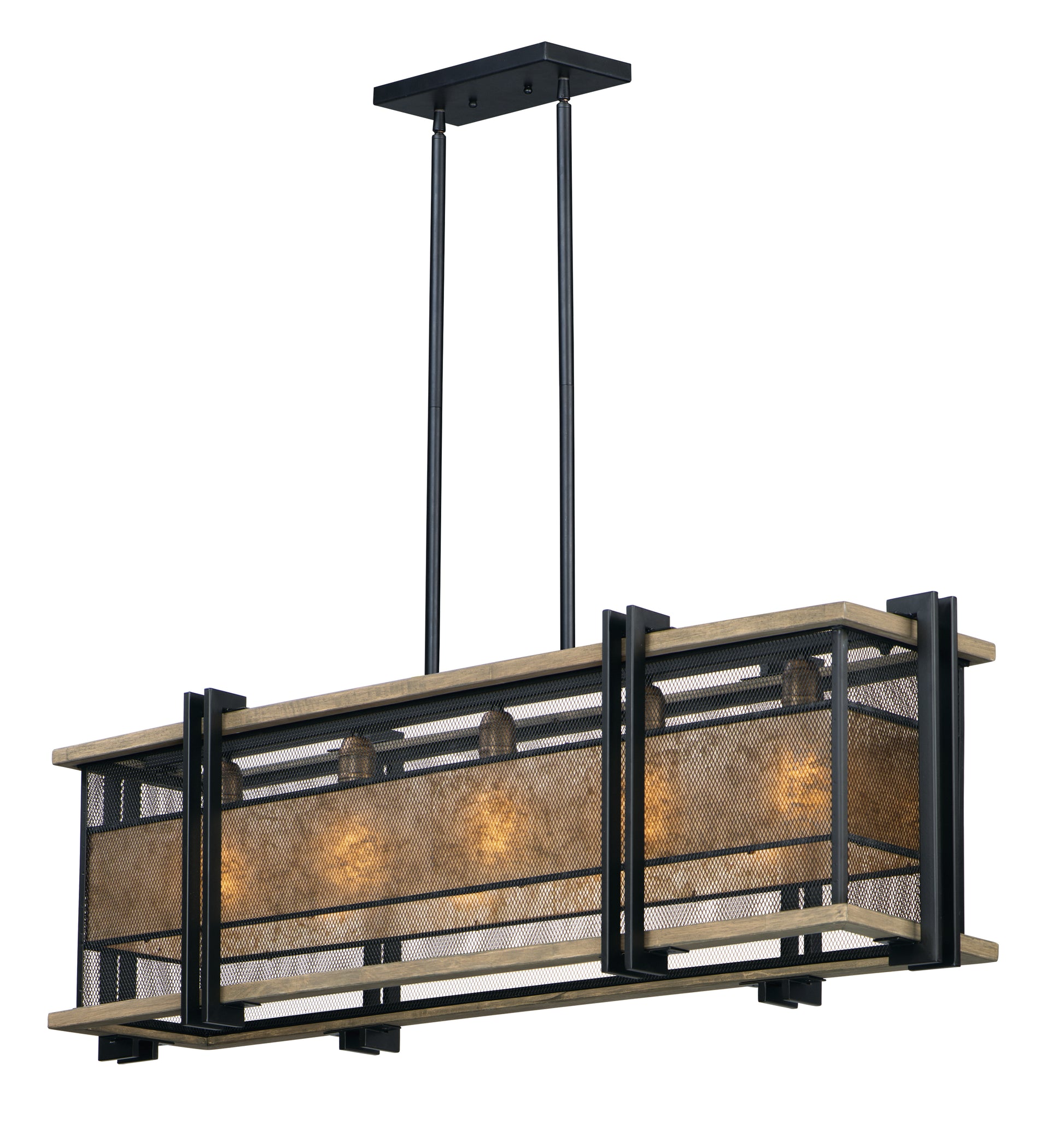 Boundry 5-Light Linear Pendant Black/Barn Wood/Antique Brass by Maxim Lighting