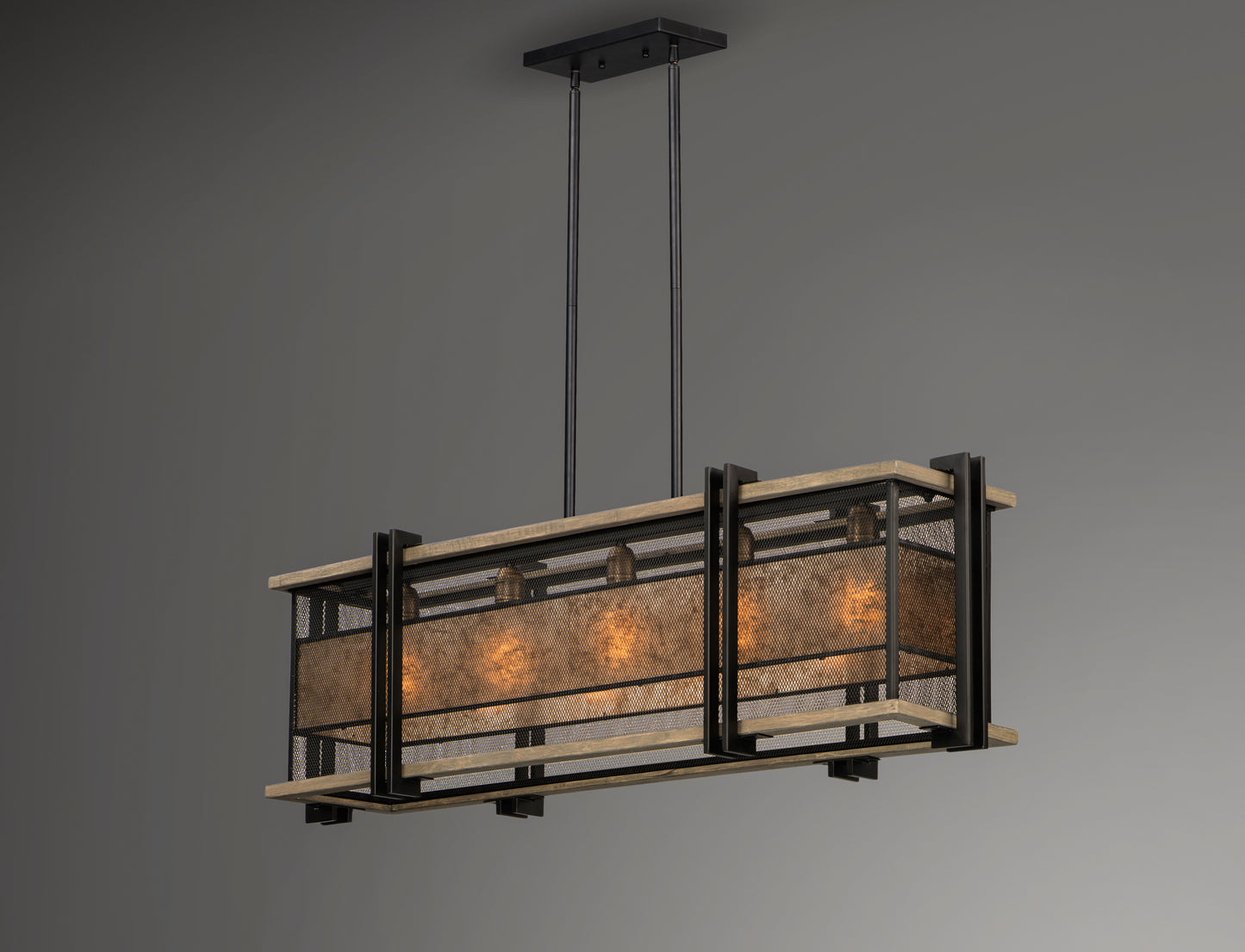 Boundry 5-Light Linear Pendant Black/Barn Wood/Antique Brass by Maxim Lighting