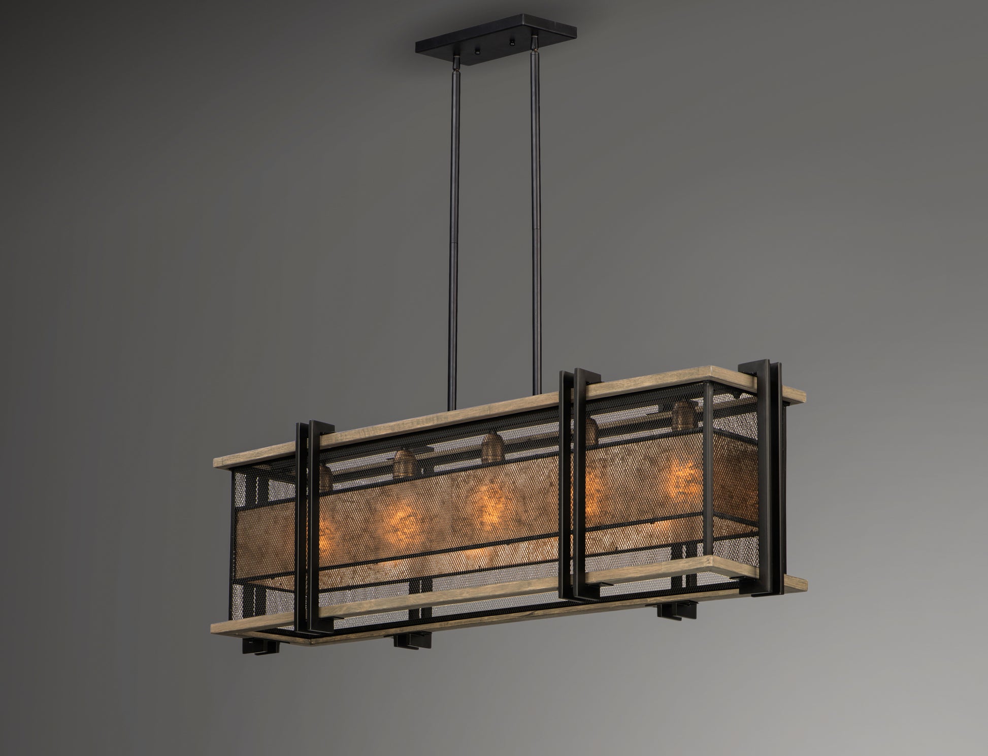 Boundry 5-Light Linear Pendant Black/Barn Wood/Antique Brass by Maxim Lighting