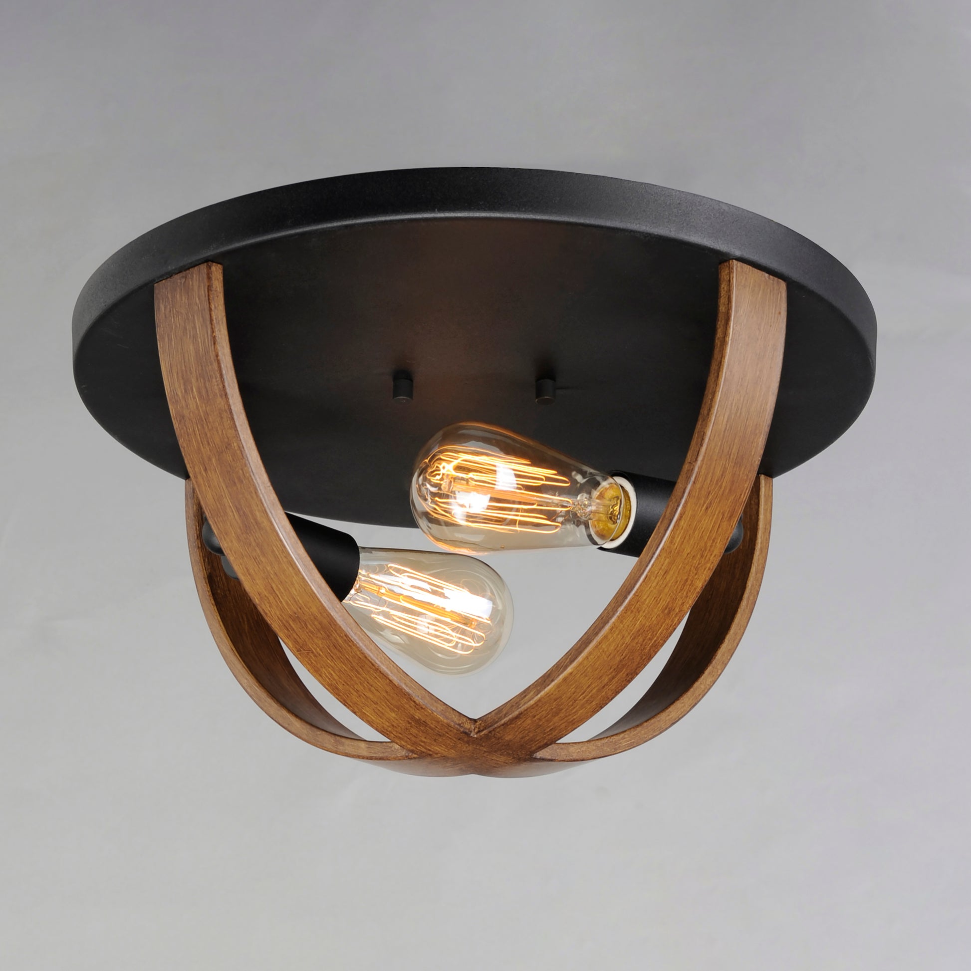 Compass 2-Light Flush Mount Antique Pecan/Black by Maxim Lighting