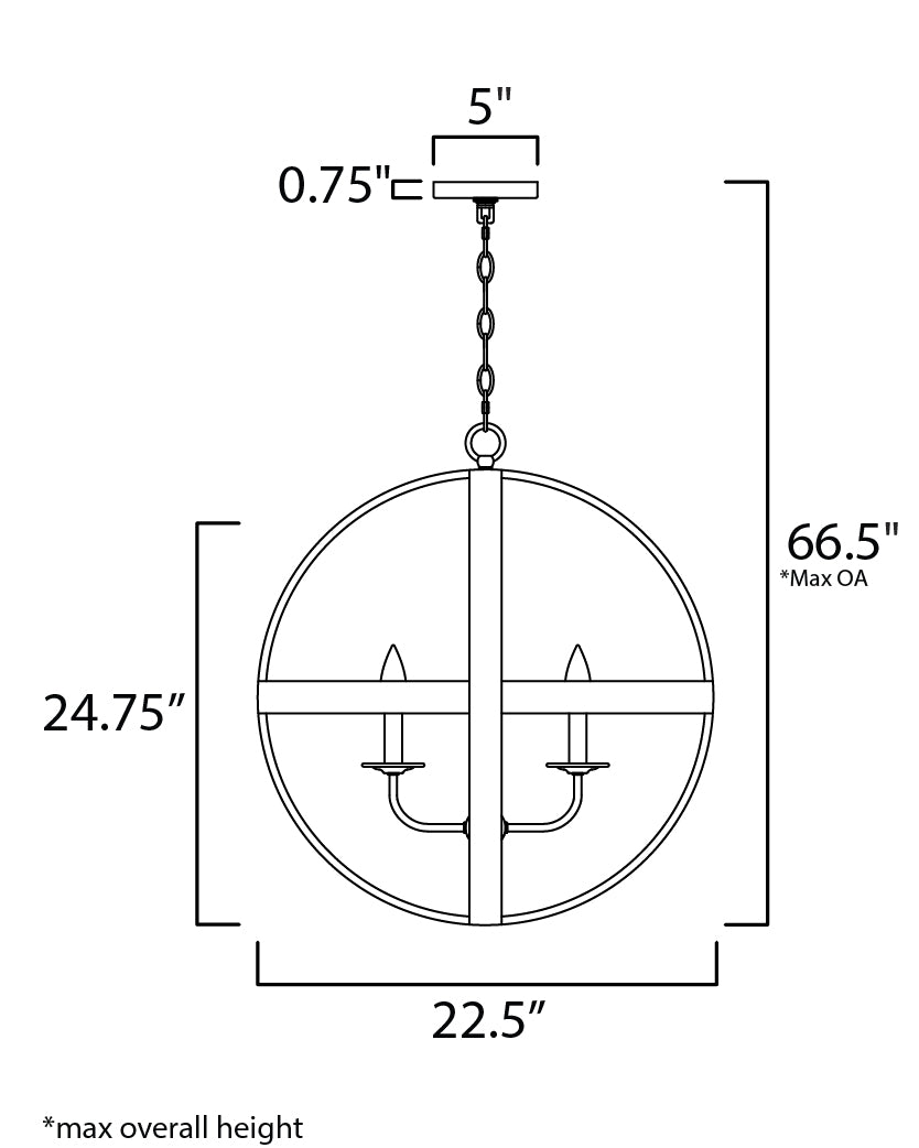 Compass 4-Light Pendant Antique Pecan/Black by Maxim Lighting
