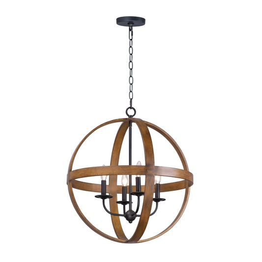 Compass 4-Light Pendant Antique Pecan/Black by Maxim Lighting