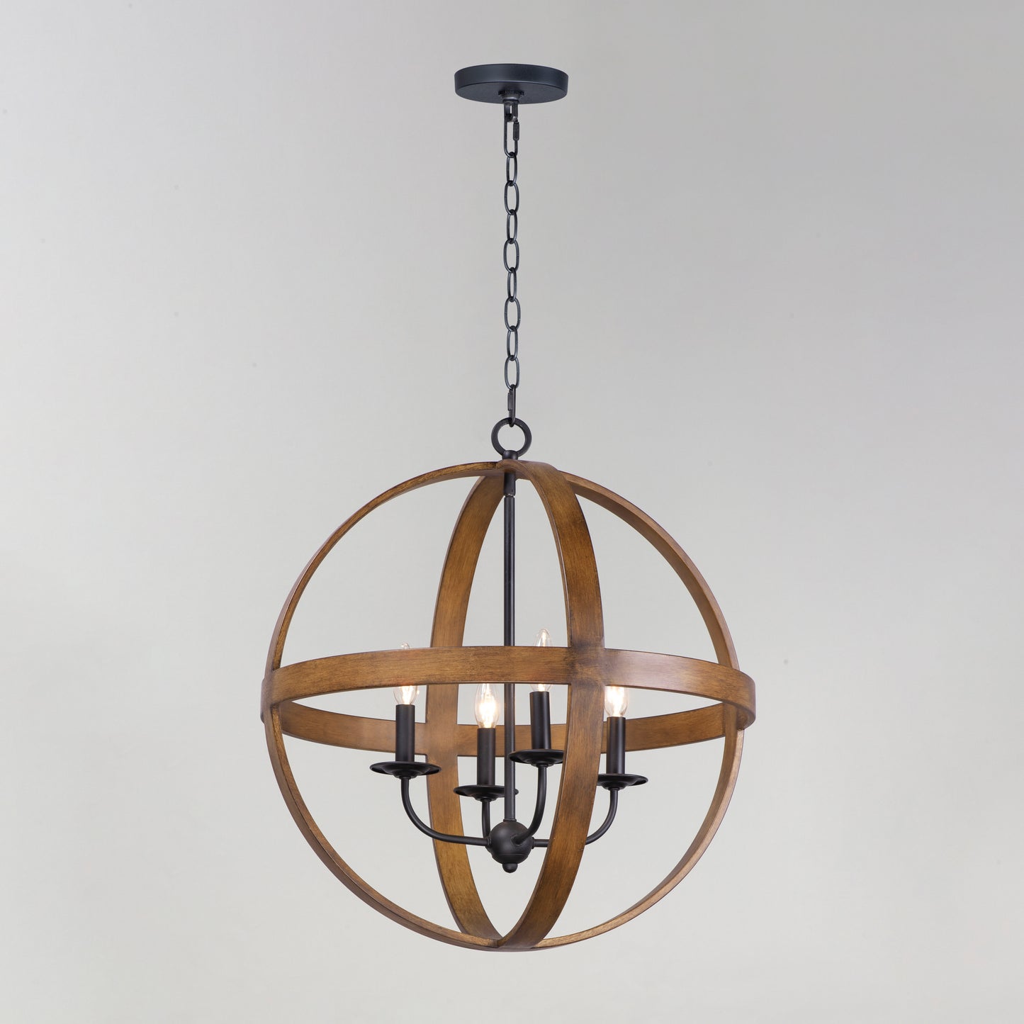 Compass 4-Light Pendant Antique Pecan/Black by Maxim Lighting