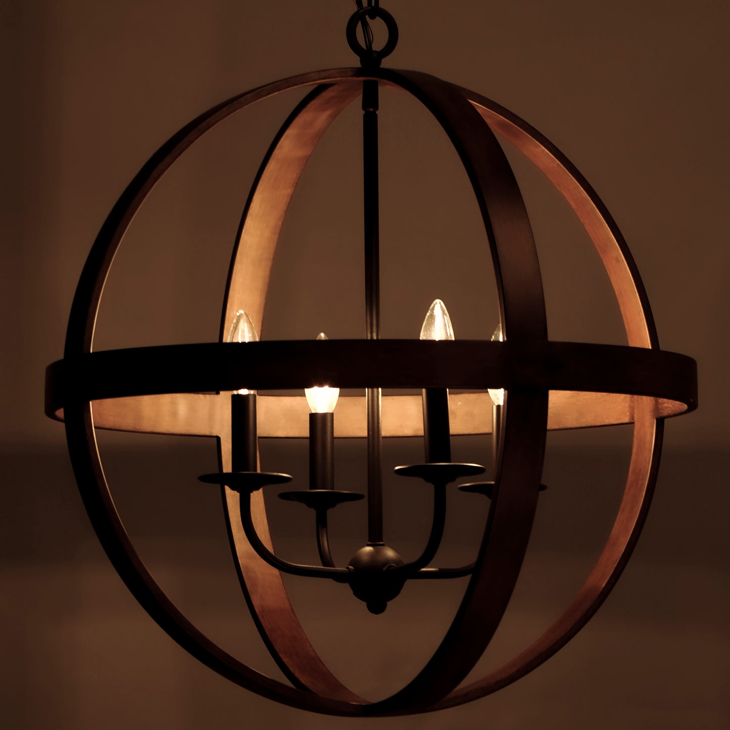 Compass 4-Light Pendant Antique Pecan/Black by Maxim Lighting