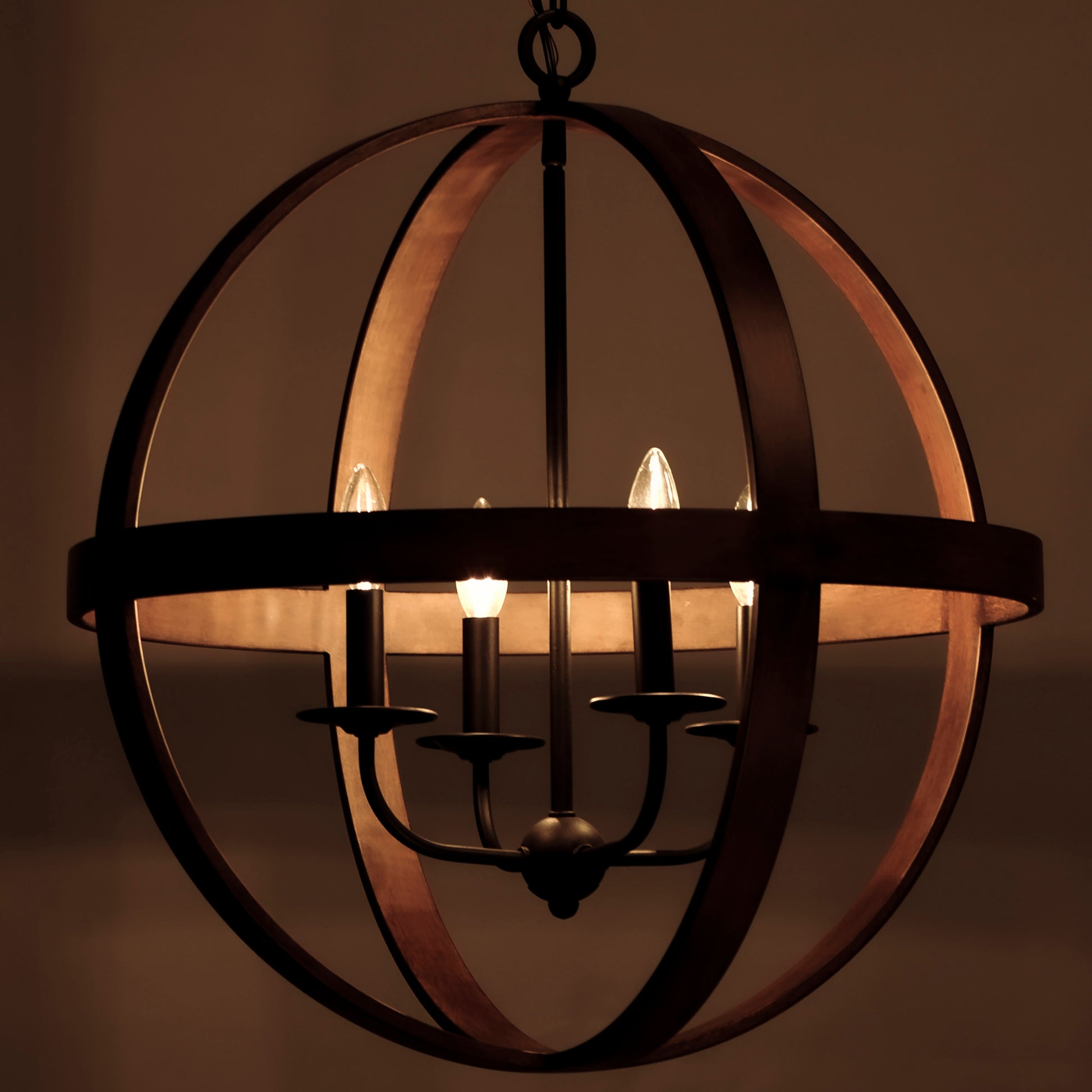 Compass 4-Light Pendant Antique Pecan/Black by Maxim Lighting