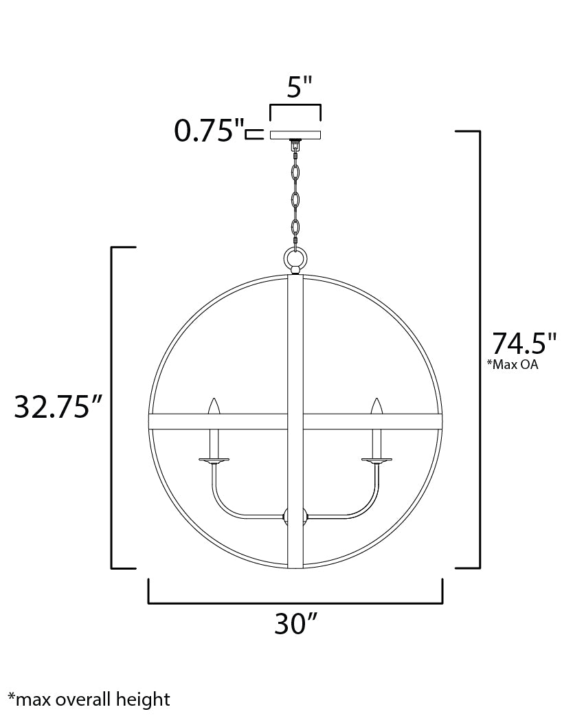 Compass 6-Light Pendant Antique Pecan/Black by Maxim Lighting