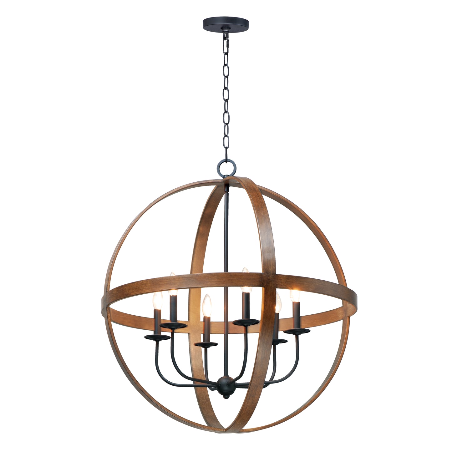 Compass 6-Light Pendant Antique Pecan/Black by Maxim Lighting